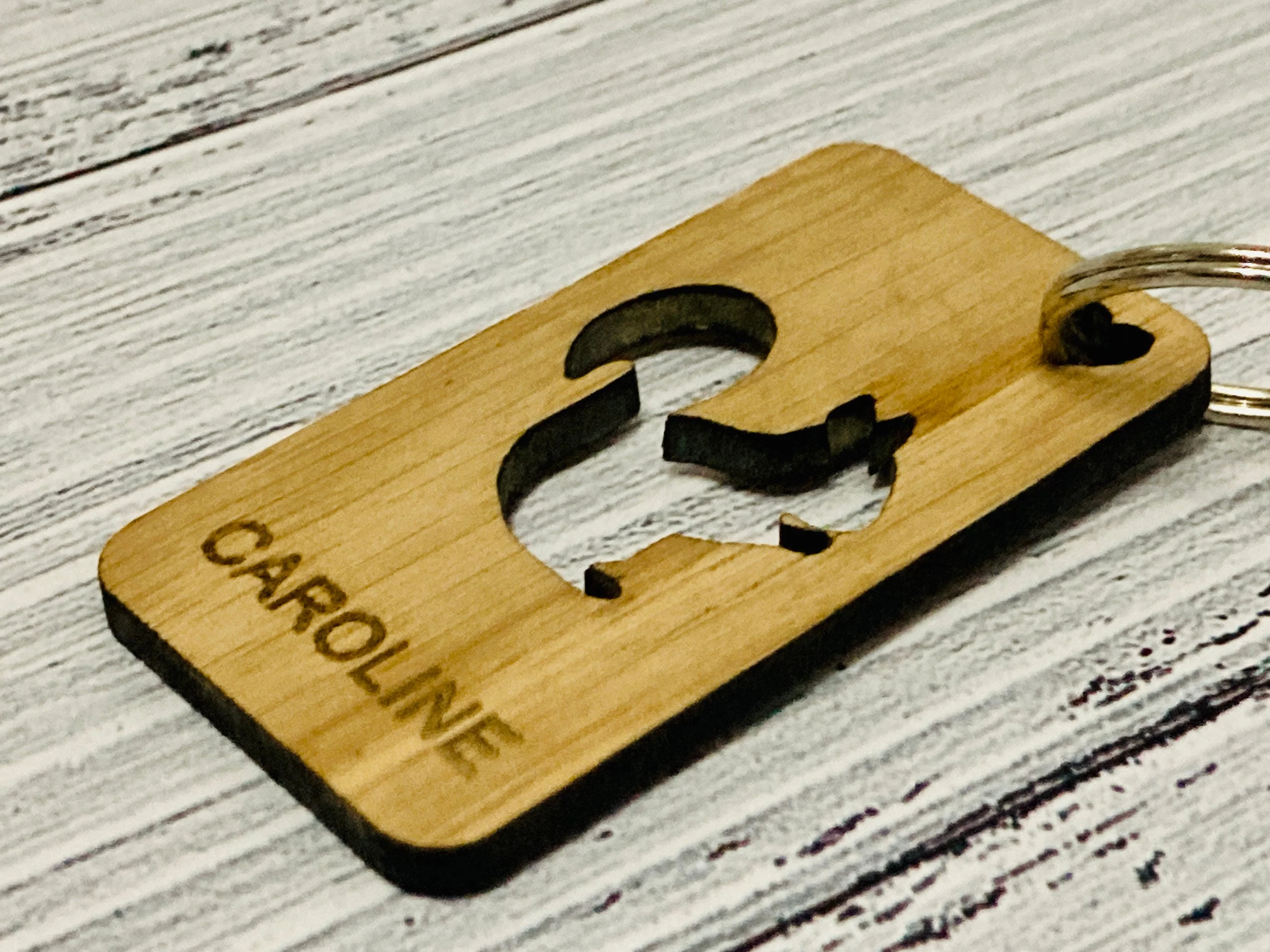 Animal Personalised Wooden Keyrings | Monkey, Seahorse, Fish, Squirrel, Rabbit, Fox | Engraved Wooden Key Chain | Wooden Gift | Oak Wood - Image 5
