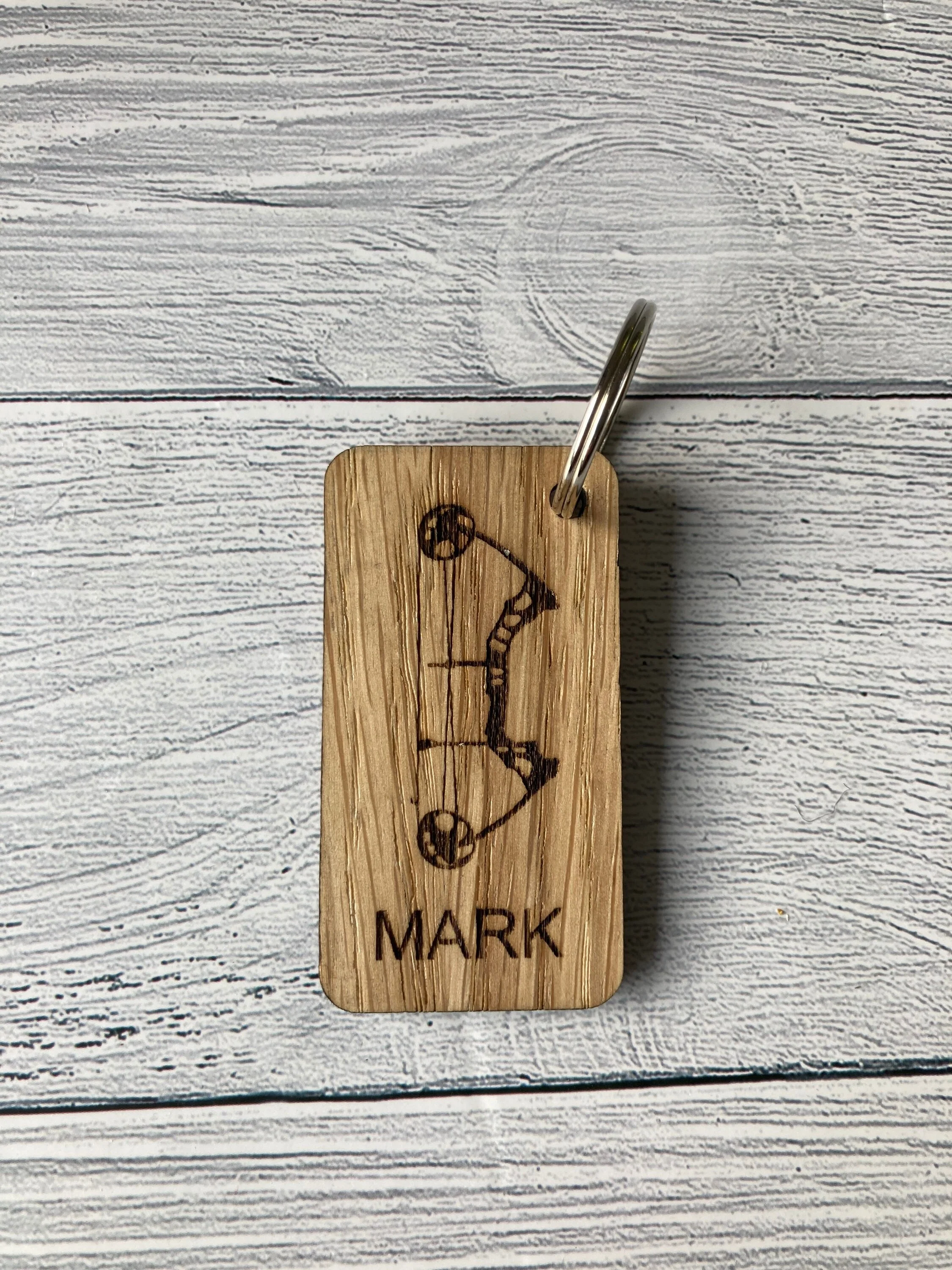 Archery Personalised Keyrings, Engraved Wooden Bow Keyring, Gift For Archery Enthusiast, Oak - Image 4