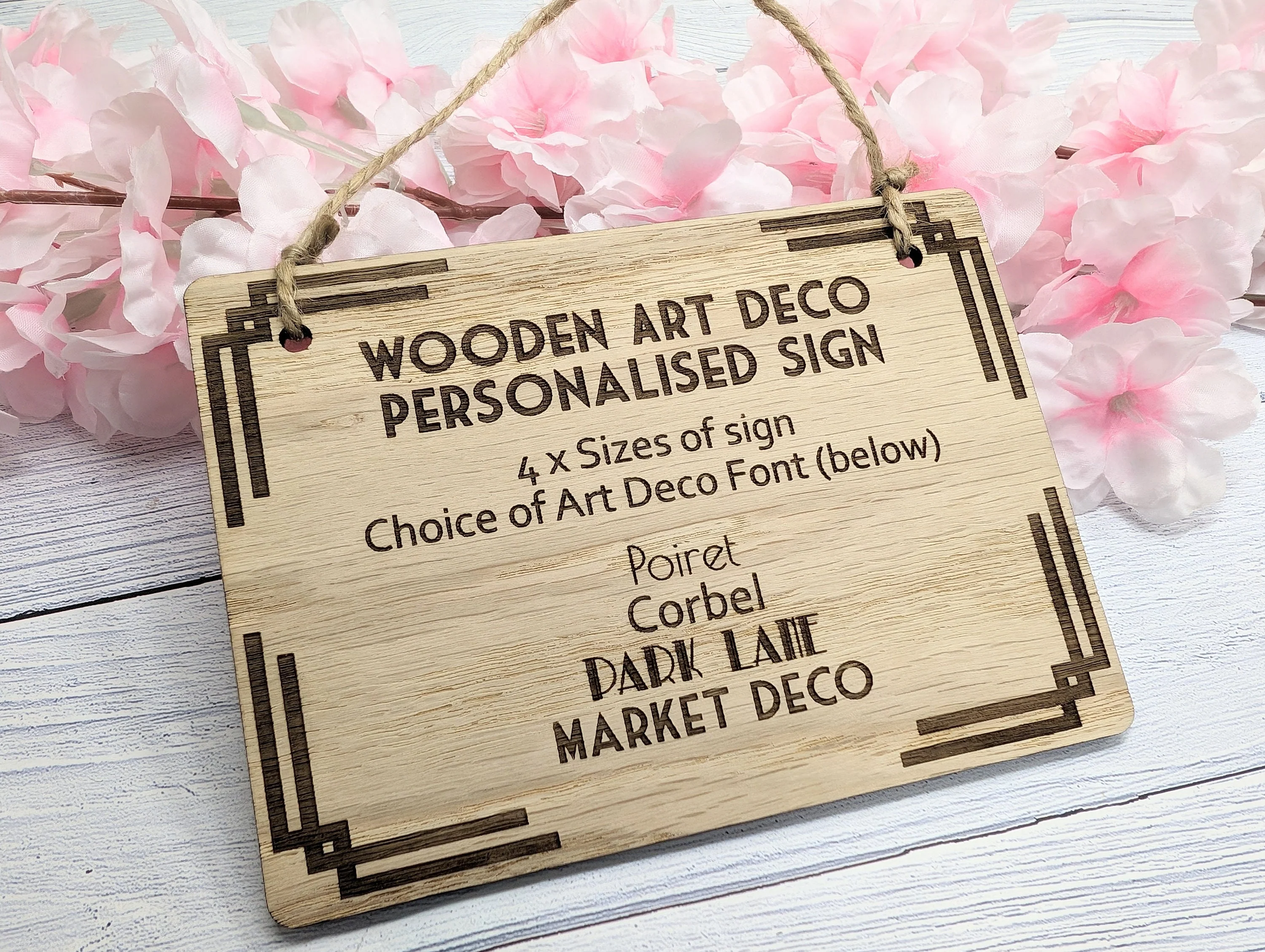 Art Deco Bespoke Text Wooden Sign – Select Your Font & Size | Eco-Friendly | Personalised Wall Decor - Ideal for Home, Office, or Business - Image 2