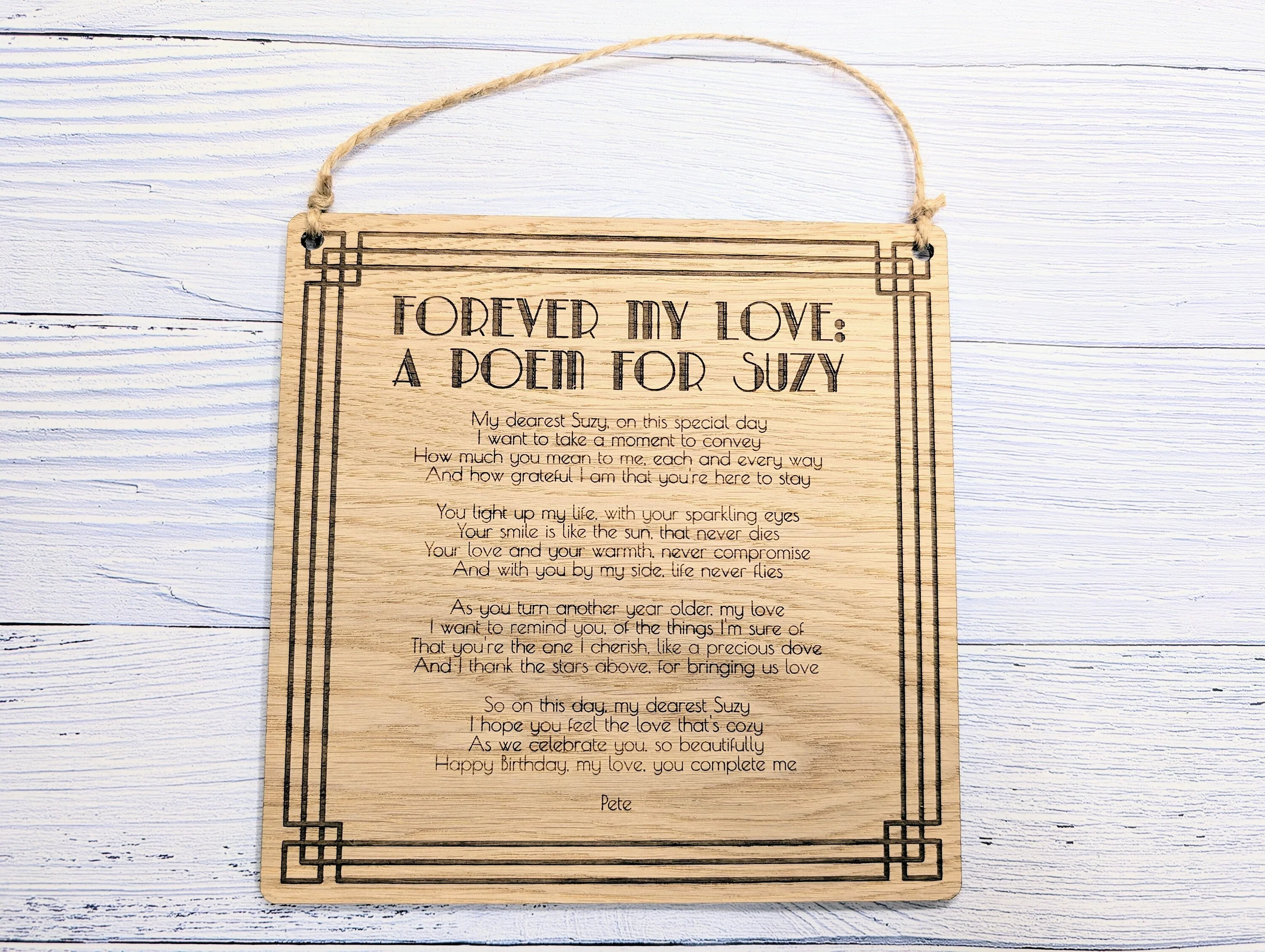 Art Deco Engraved Display Plaque | Custom Poem or Text - Image 3