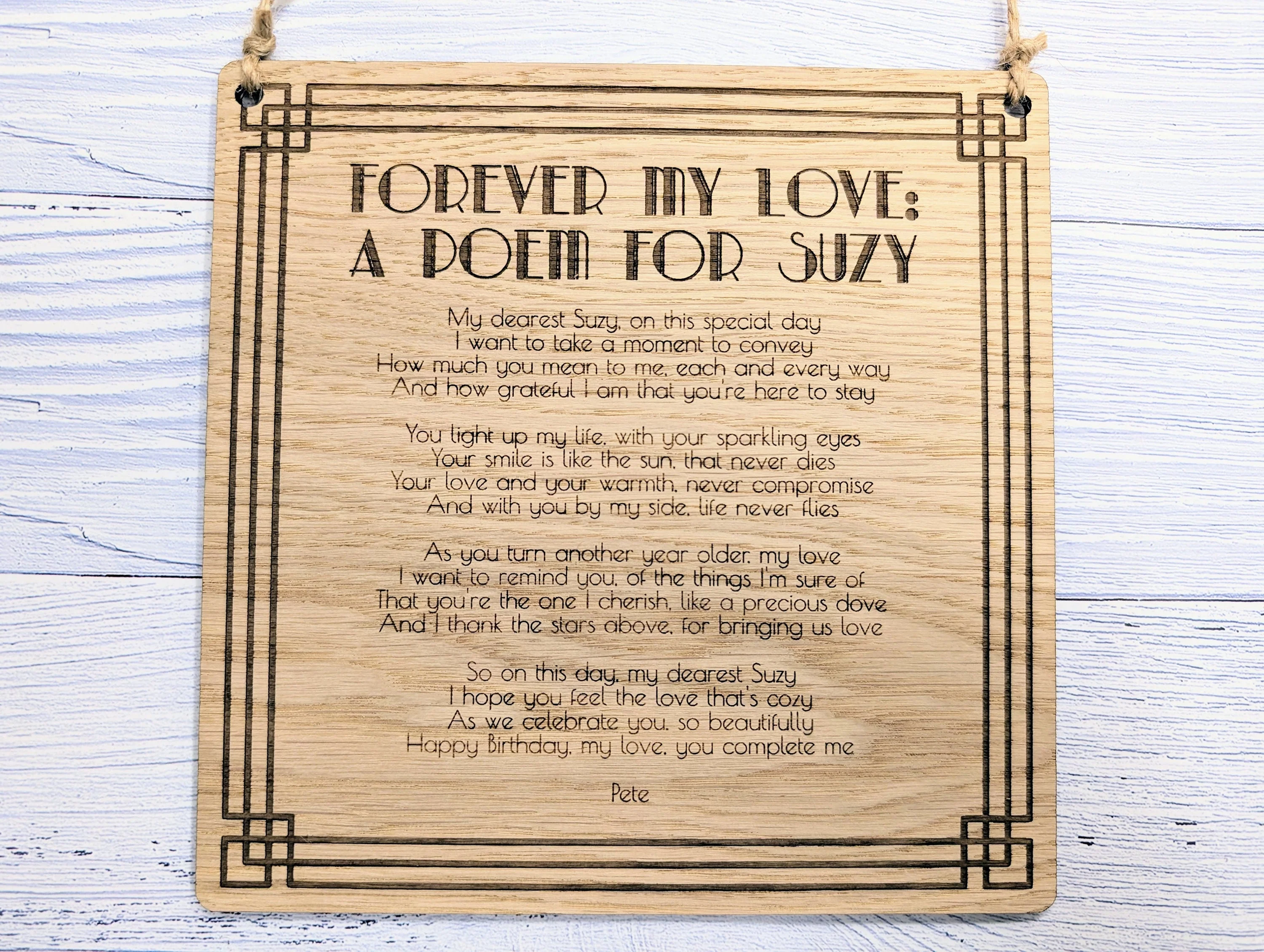 Art Deco Engraved Display Plaque | Custom Poem or Text - Image 5