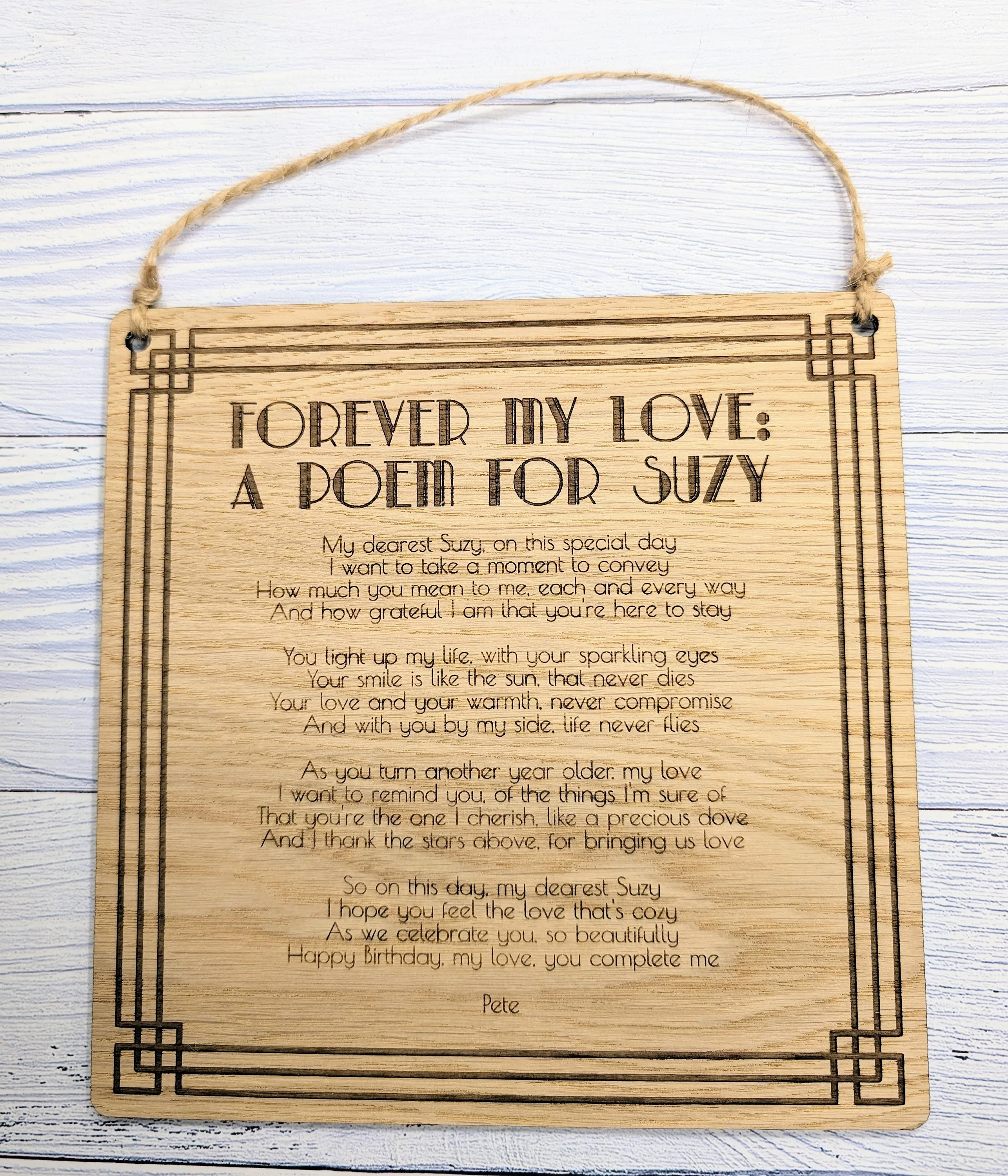 Art Deco Engraved Display Plaque | Custom Poem or Text - Image 6