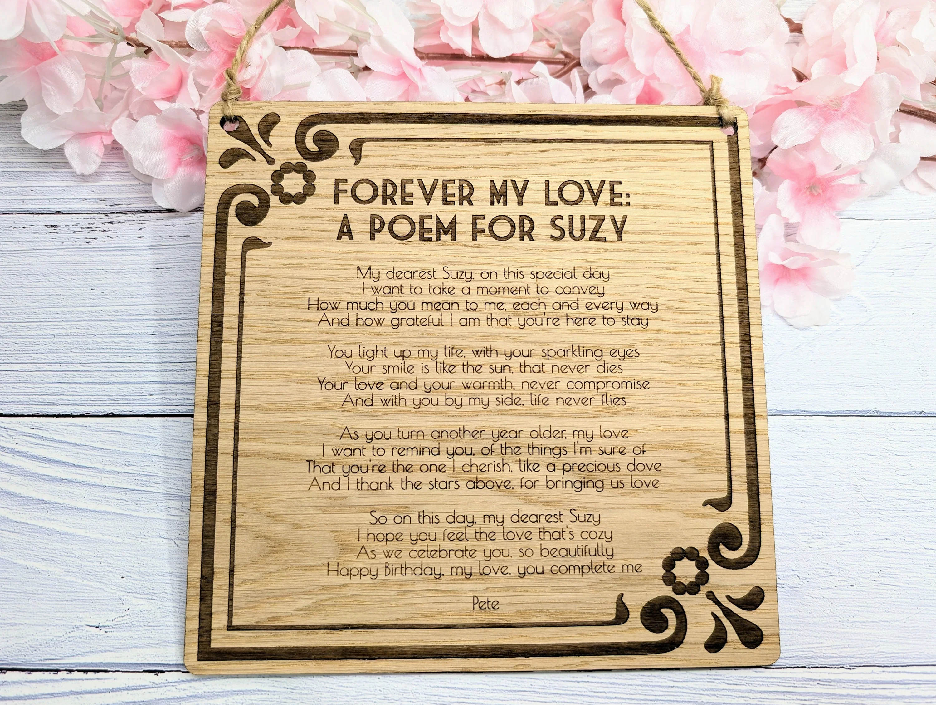 Art Nouveau Style Custom Sign | Personalised Poem & Message | Oak Veneer MDF | Elegant Home and Office Decor | Eco-Conscious Craftsmanship - Image 2