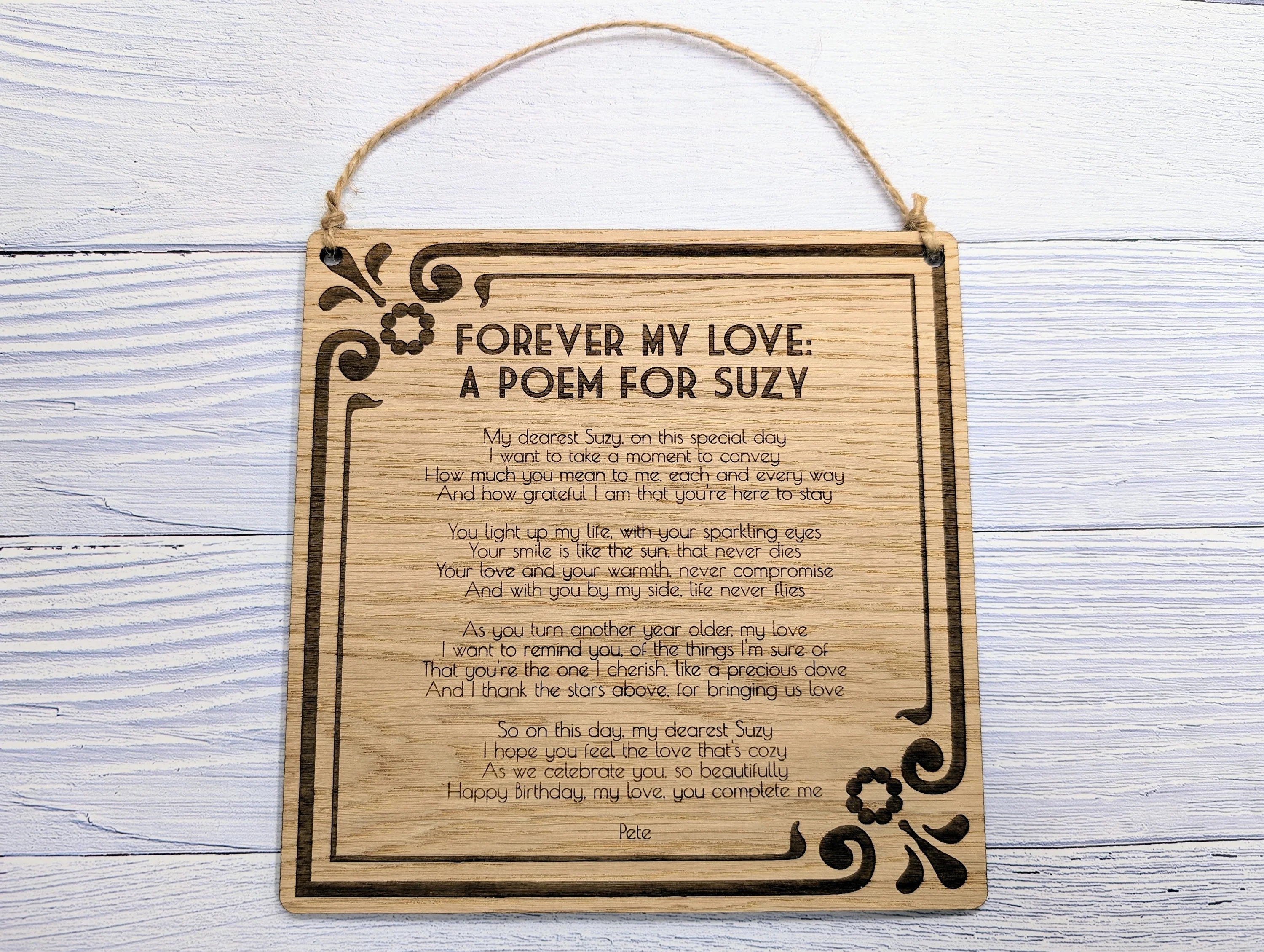 Art Nouveau Style Custom Sign | Personalised Poem & Message | Oak Veneer MDF | Elegant Home and Office Decor | Eco-Conscious Craftsmanship - Image 3