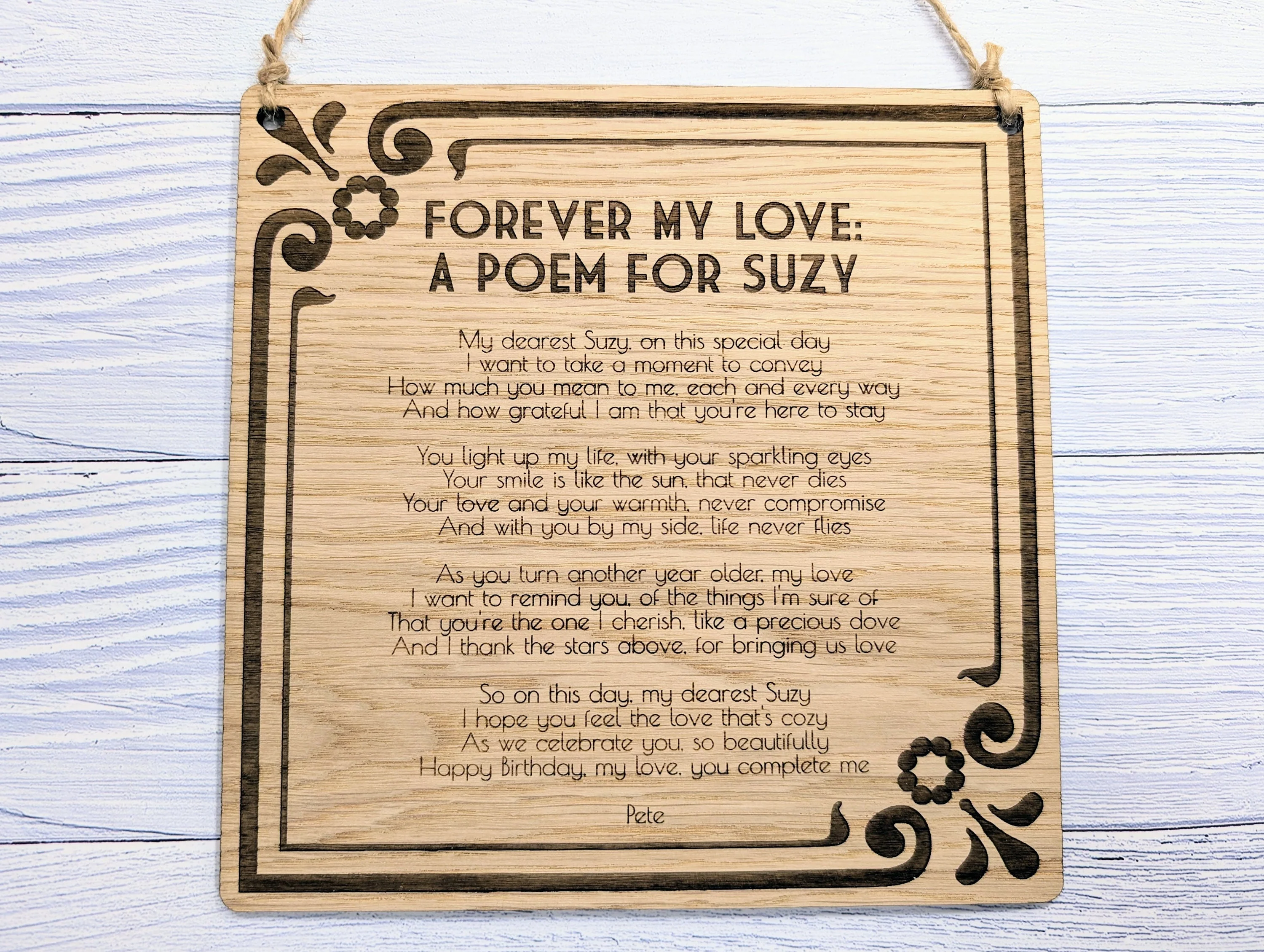 Art Nouveau Style Custom Sign | Personalised Poem & Message | Oak Veneer MDF | Elegant Home and Office Decor | Eco-Conscious Craftsmanship - Image 4
