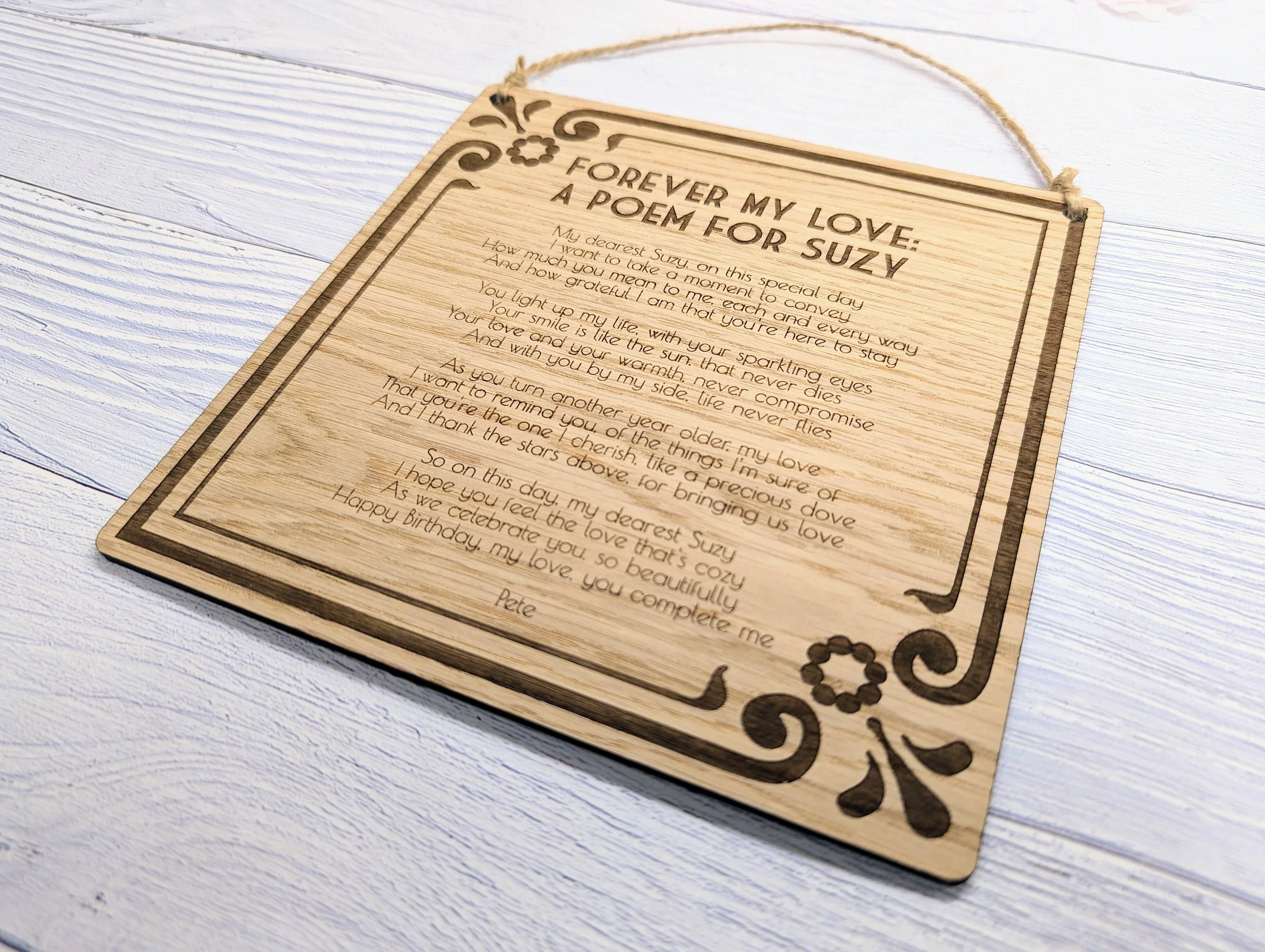Art Nouveau Style Custom Sign | Personalised Poem & Message | Oak Veneer MDF | Elegant Home and Office Decor | Eco-Conscious Craftsmanship - Image 5