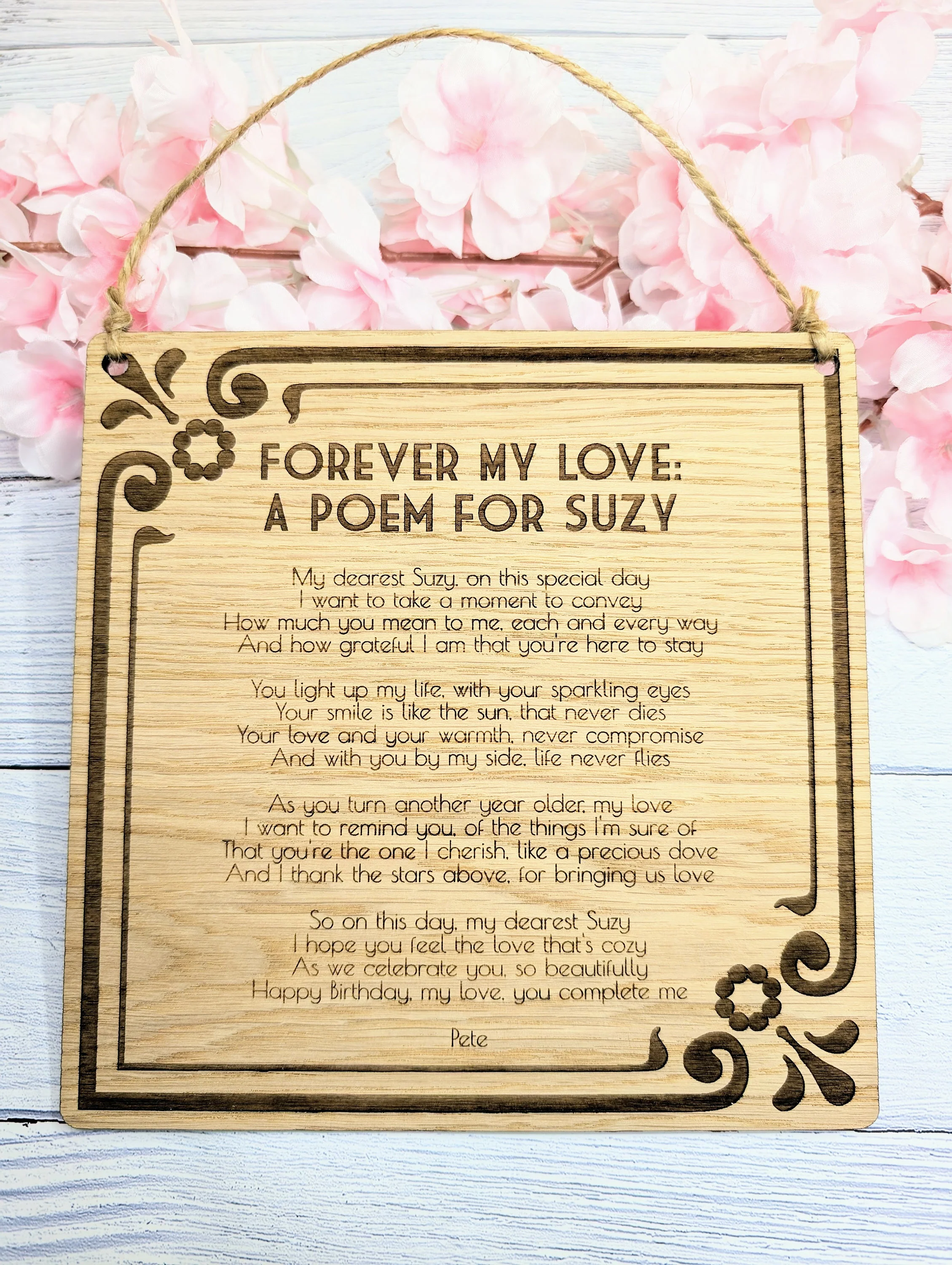 Art Nouveau Style Custom Sign | Personalised Poem & Message | Oak Veneer MDF | Elegant Home and Office Decor | Eco-Conscious Craftsmanship - Image 6