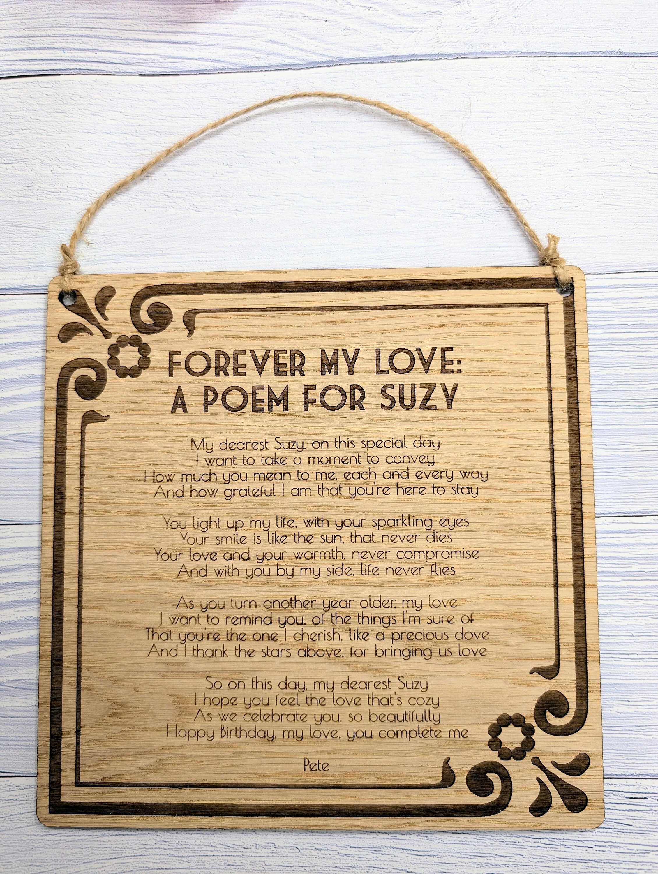 Art Nouveau Style Custom Sign | Personalised Poem & Message | Oak Veneer MDF | Elegant Home and Office Decor | Eco-Conscious Craftsmanship - Image 7