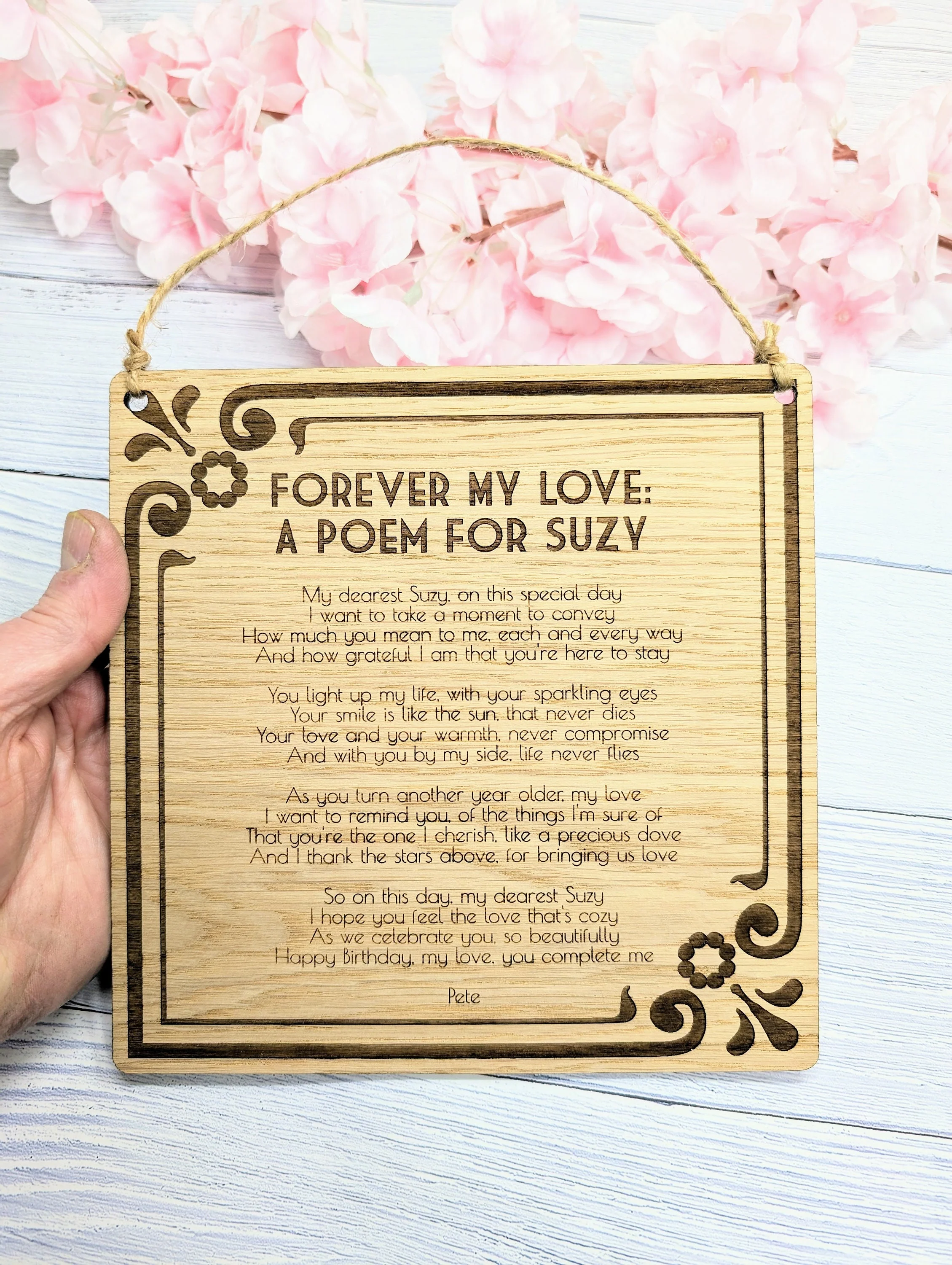 Art Nouveau Style Custom Sign | Personalised Poem & Message | Oak Veneer MDF | Elegant Home and Office Decor | Eco-Conscious Craftsmanship - Image 9