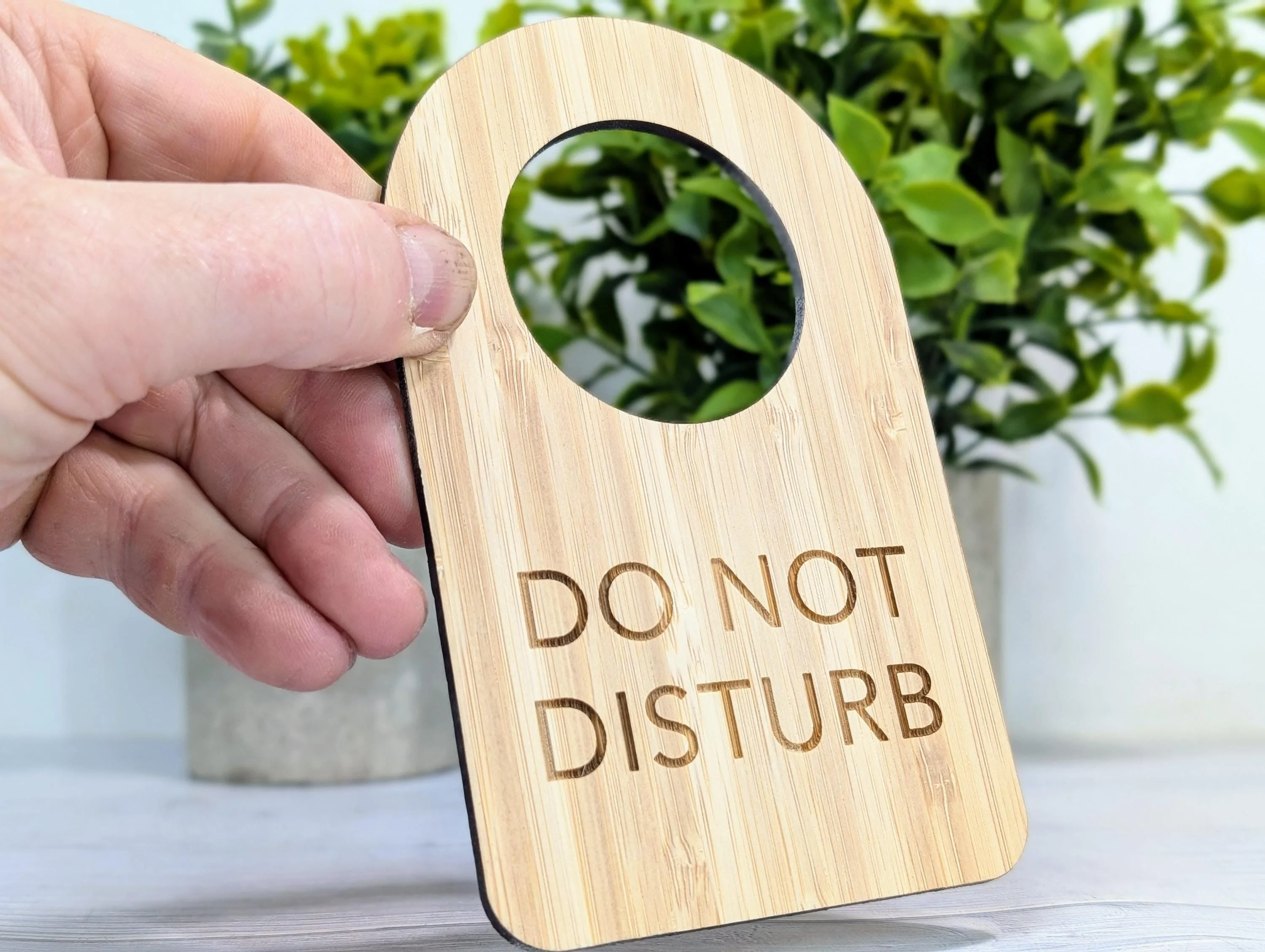 Bamboo Door Hanger – "Do Not Disturb", 89x144mm, Eco-Friendly Signage for Office, Meditation, or Study Room, Door Handle Sign - Image 2