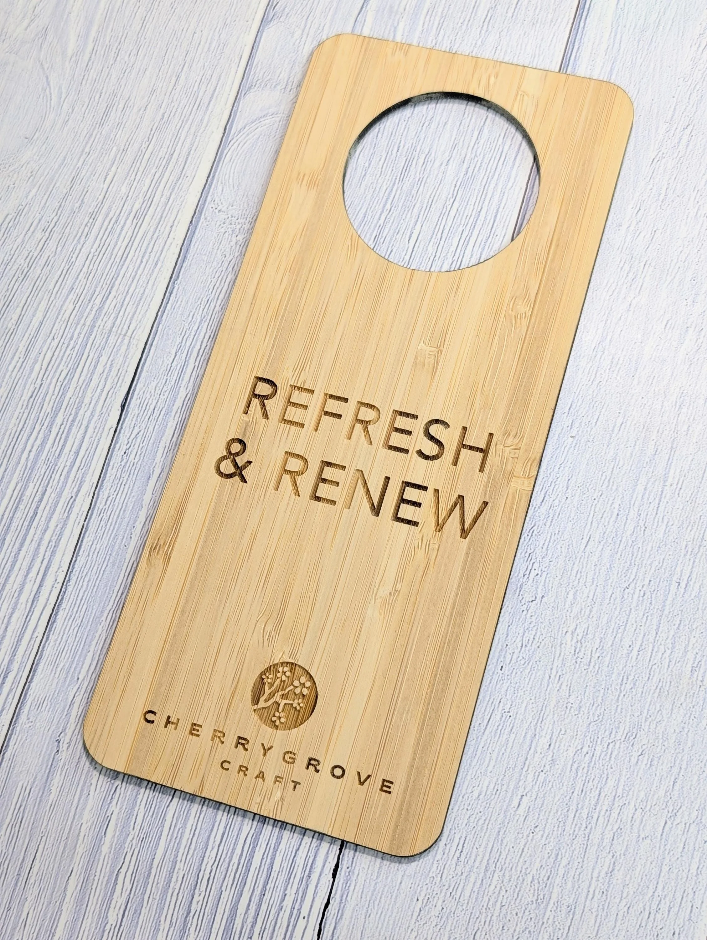 Bamboo Hotel Door Hangers - "Do Not Disturb" and "Refresh & Renew" Door Signs, Hotel Sign, Bedroom Signs, Add Your Logo - Image 6