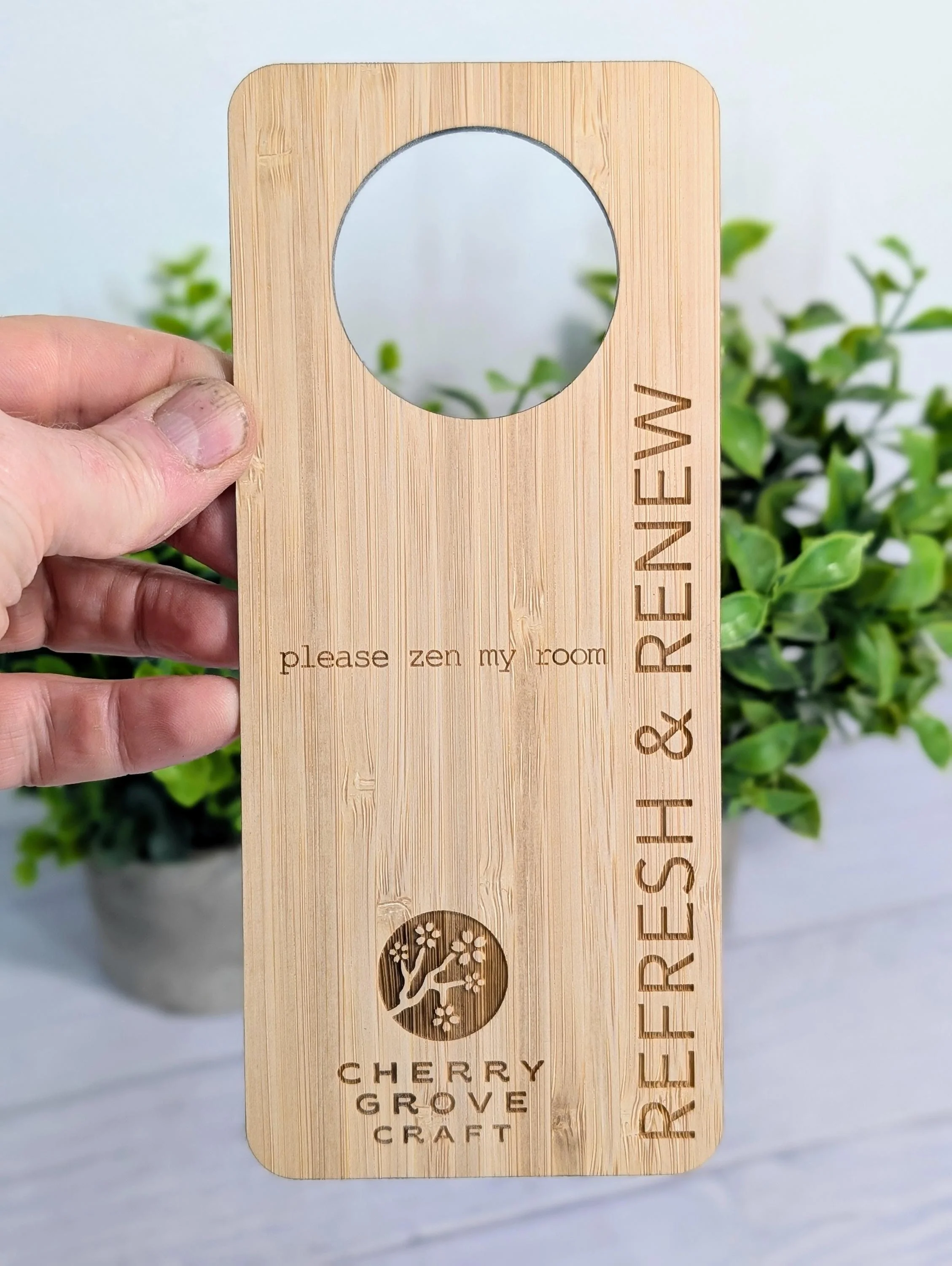 Bamboo Hotel Door Hangers - "Refresh & Renew" and "Do Not Disturb" Door Signs, Hotel Sign, Bedroom Signs, Add Your Logo - Image 3