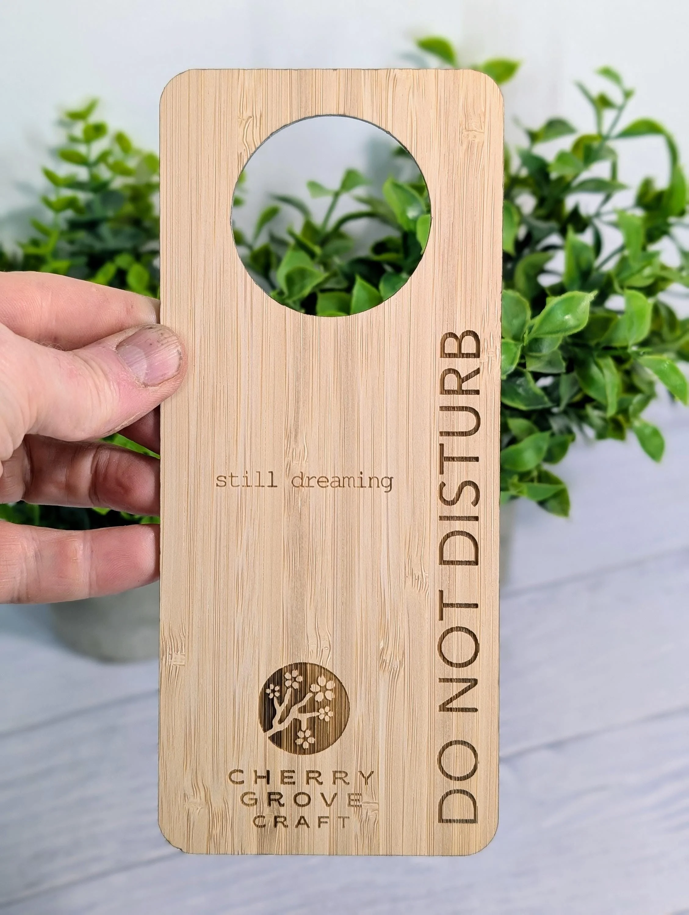 Bamboo Hotel Door Hangers - "Refresh & Renew" and "Do Not Disturb" Door Signs, Hotel Sign, Bedroom Signs, Add Your Logo - Image 4