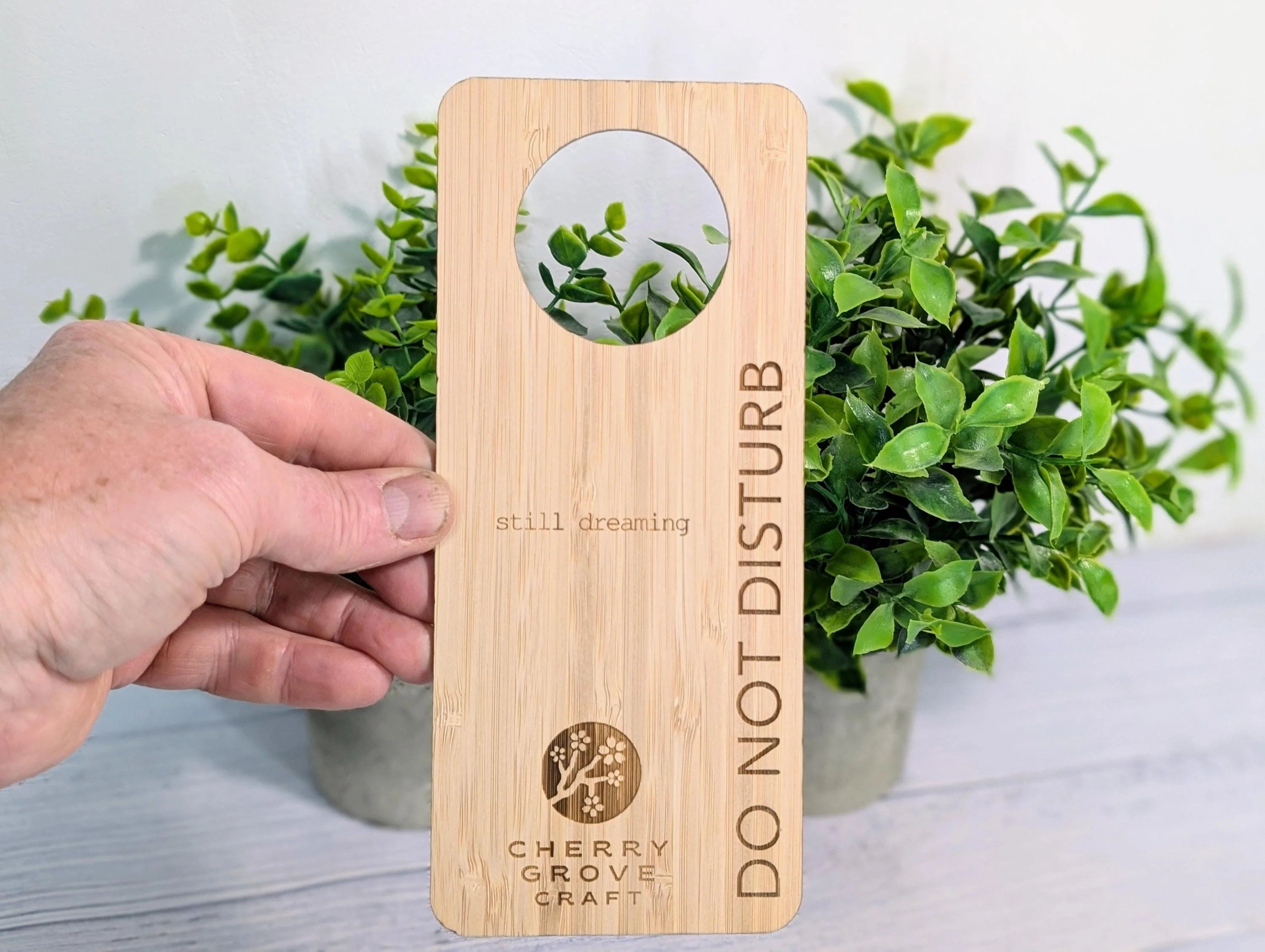 Bamboo Hotel Door Hangers - "Refresh & Renew" and "Do Not Disturb" Door Signs, Hotel Sign, Bedroom Signs, Add Your Logo - Image 5