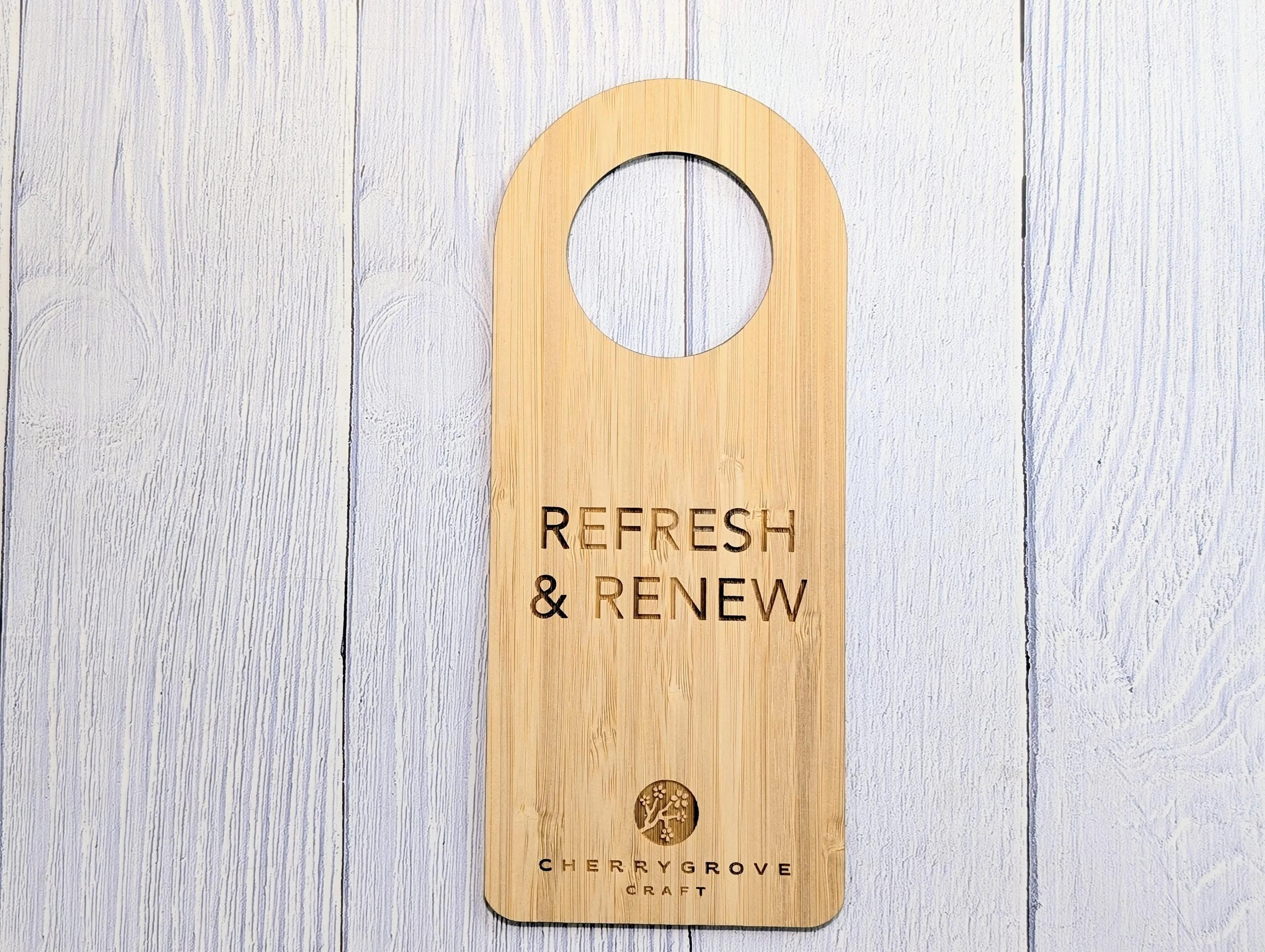 Bamboo Hotel Door Signs - "Refresh & Renew" and "Do Not Disturb" Door Signs, Hotel Door Hangers, Bedroom Signs, Add Your Logo - Image 6