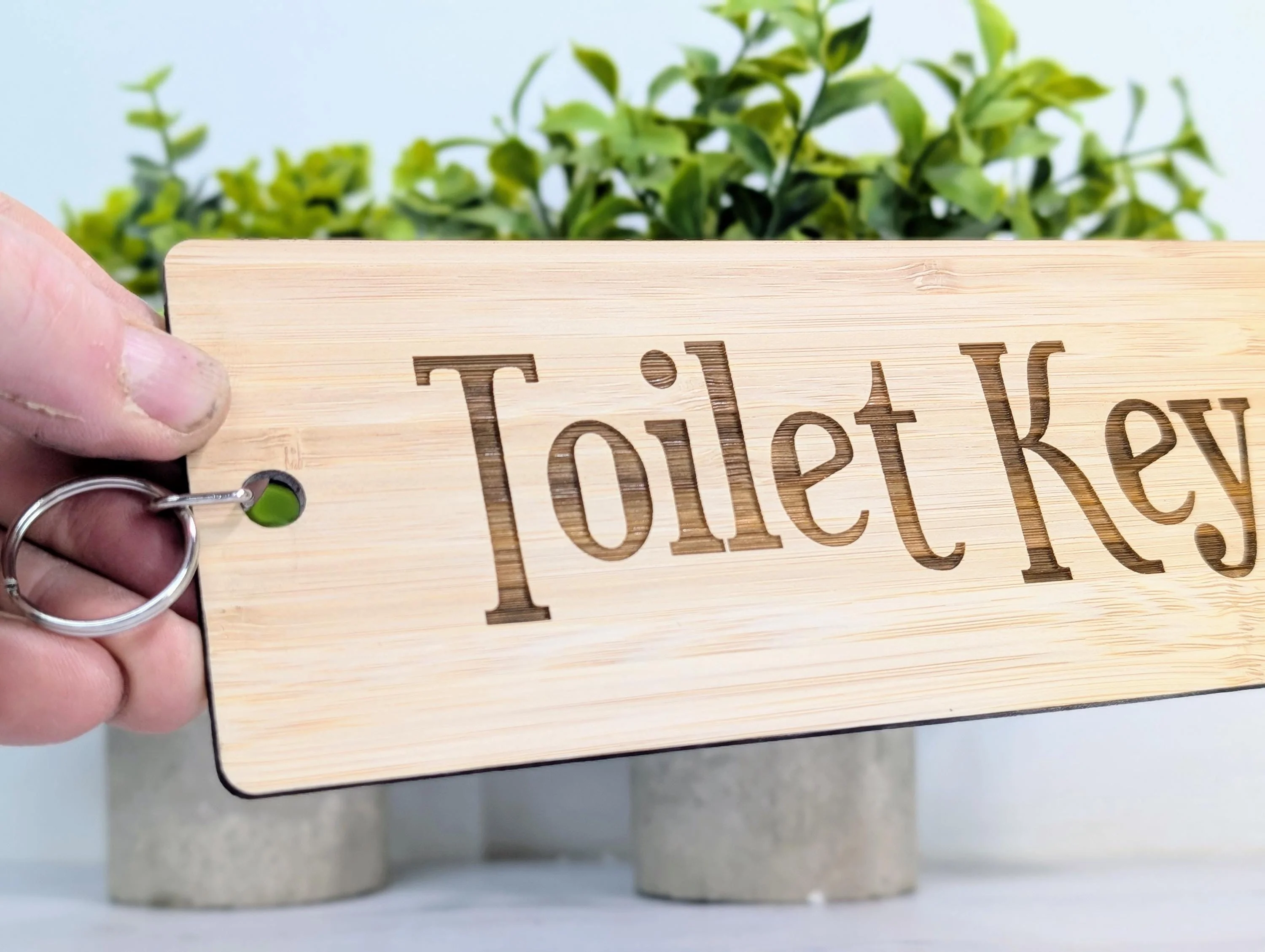 Bamboo ‘Toilet Key’ Extra-Large Keyring 200x80mm | Eco-Friendly Oversized Restroom Key Accessory, Ideal for Cafes, Businesses, Public Spaces - Image 2