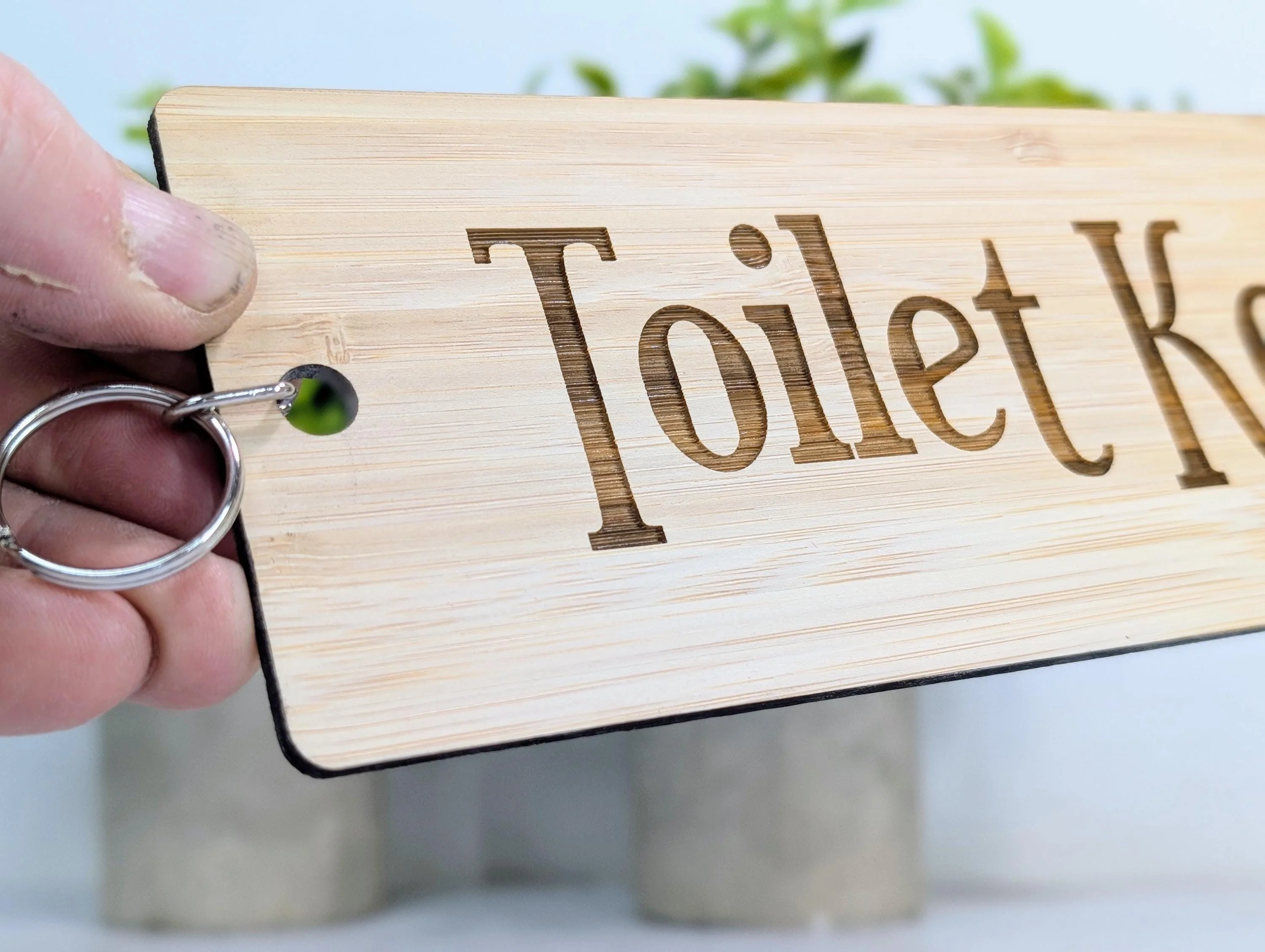 Bamboo ‘Toilet Key’ Extra-Large Keyring 200x80mm | Eco-Friendly Oversized Restroom Key Accessory, Ideal for Cafes, Businesses, Public Spaces - Image 3
