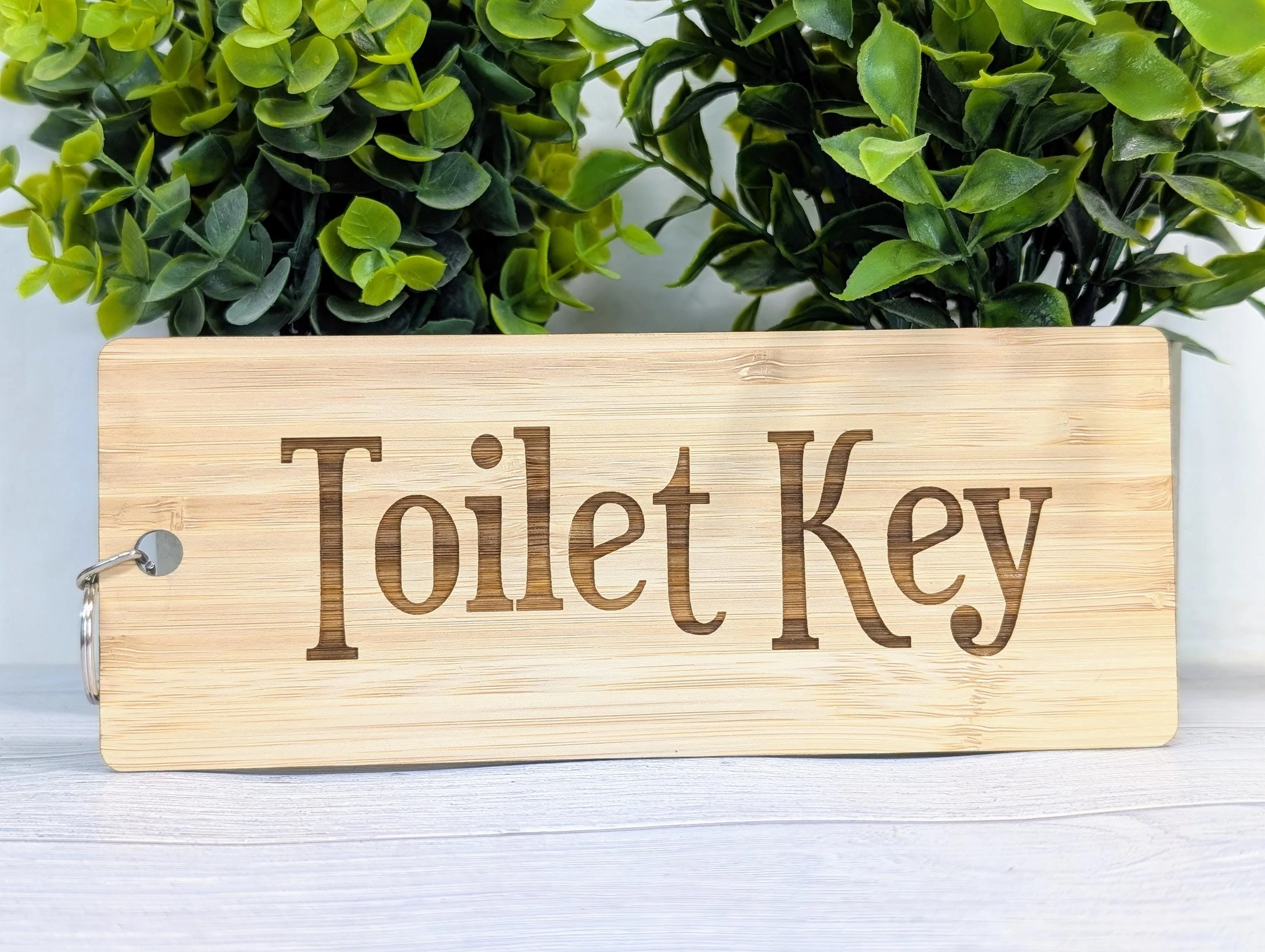 Bamboo ‘Toilet Key’ Extra-Large Keyring 200x80mm | Eco-Friendly Oversized Restroom Key Accessory, Ideal for Cafes, Businesses, Public Spaces - Image 4