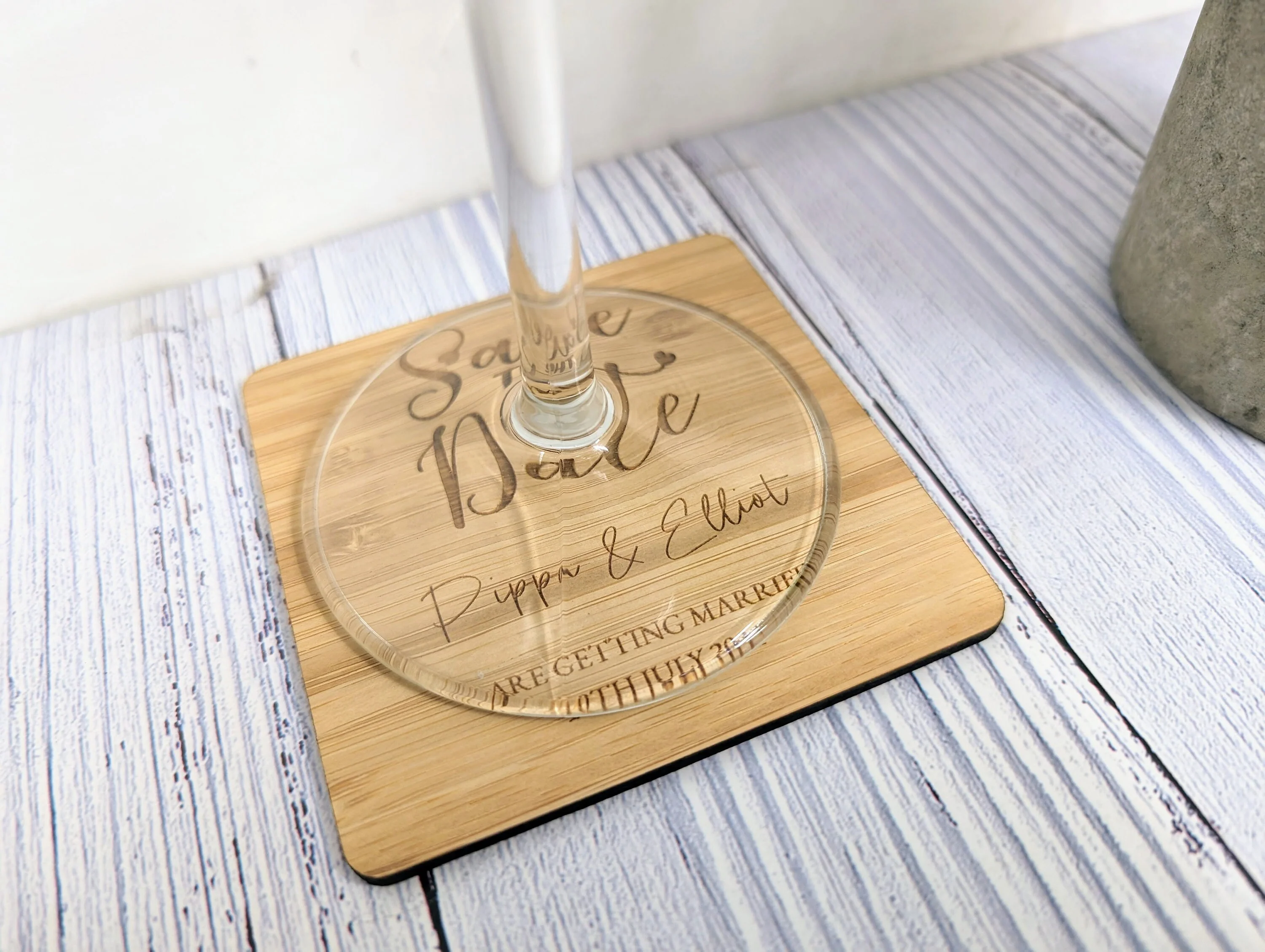 Bespoke 'Save The Date' Bamboo Coasters - Custom with Names & Date - Image 3