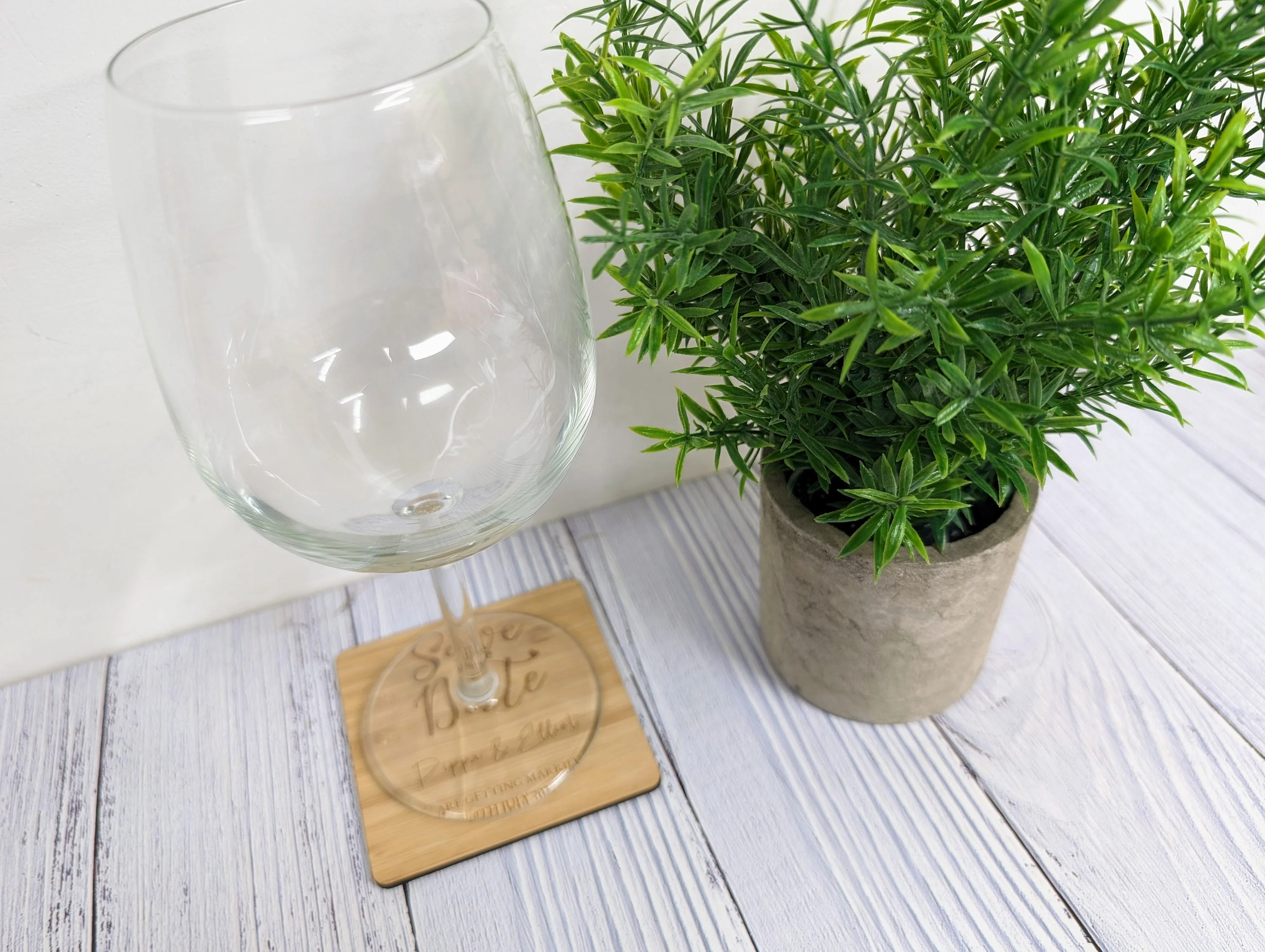 Bespoke 'Save The Date' Bamboo Coasters - Custom with Names & Date - Image 4