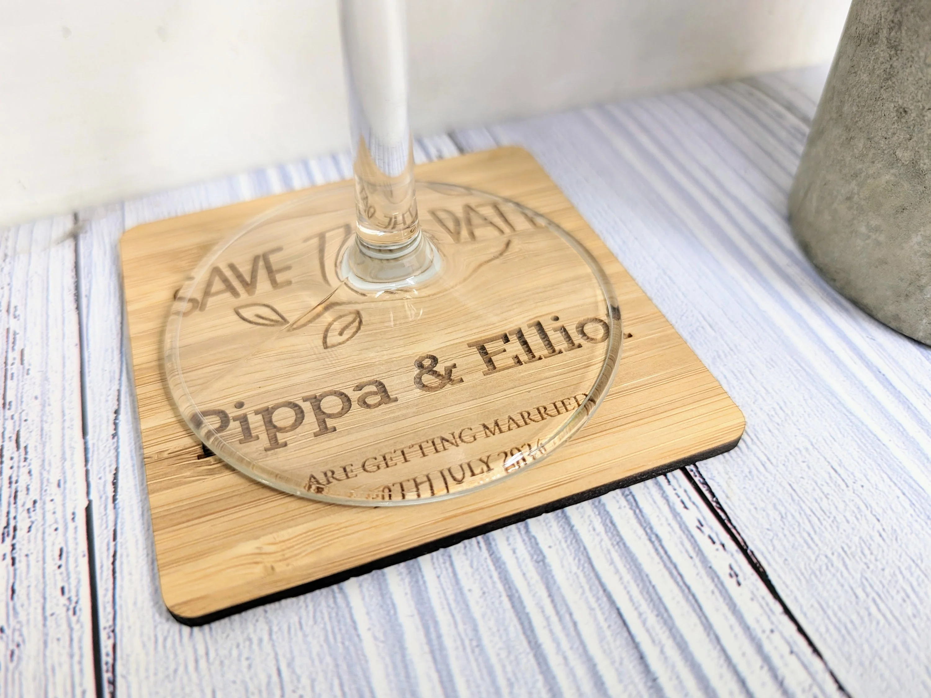 Bespoke 'Save The Date' Bamboo Coasters -  Customised with Names & Date - Image 8