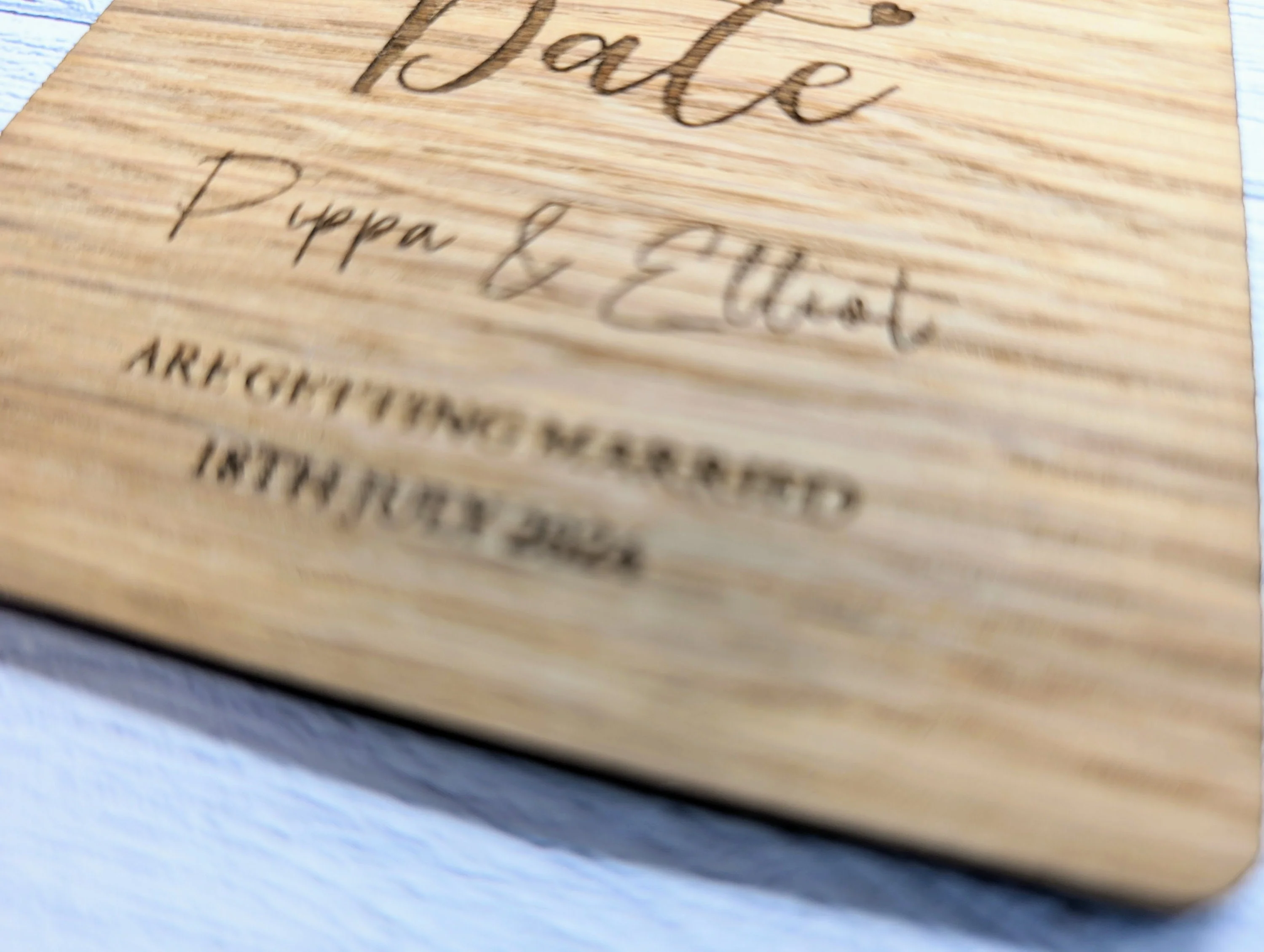 Bespoke 'Save The Date' Oak Veneered Coasters - Custom with Names & Date, 90mm x 90mm, Unique Personalised Wooden Wedding Favours - Image 4
