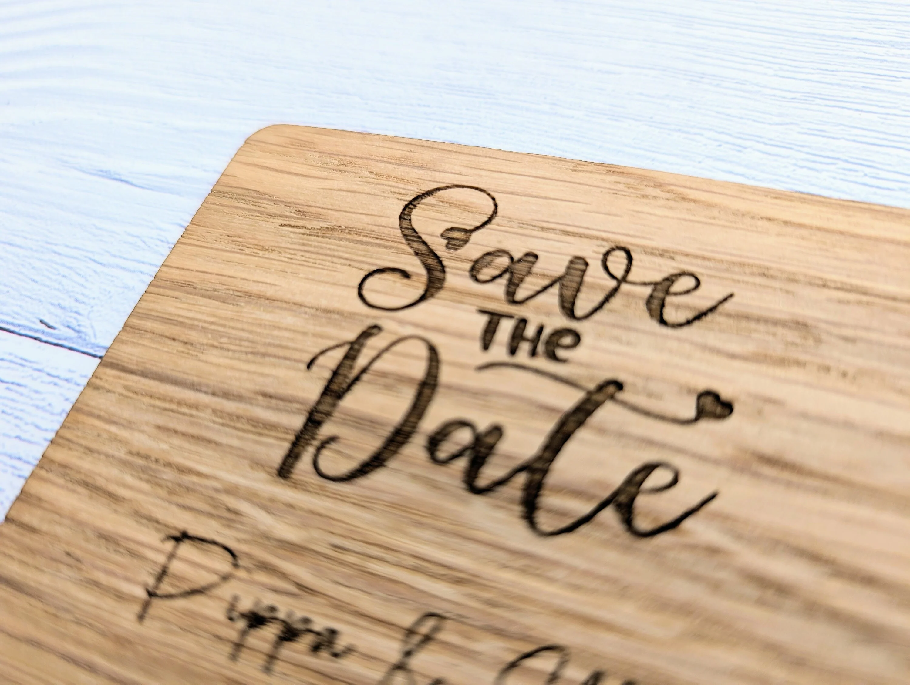 Bespoke 'Save The Date' Oak Veneered Coasters - Custom with Names & Date, 90mm x 90mm, Unique Personalised Wooden Wedding Favours - Image 7