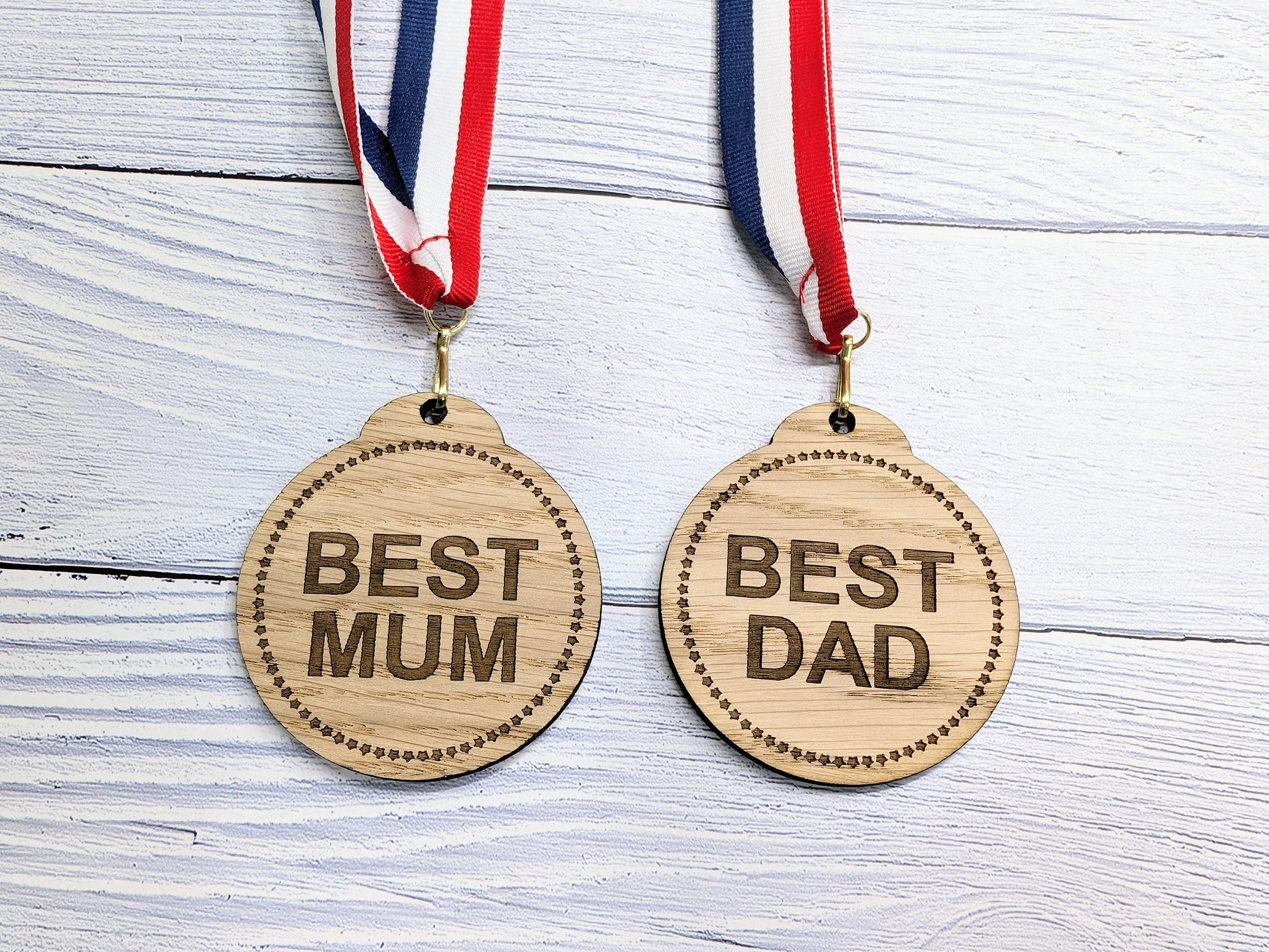 Best Mum & Best Dad Medals - Personalised Oak Veneer Awards, Perfect Family Gift - Crafted in Wales - Image 4