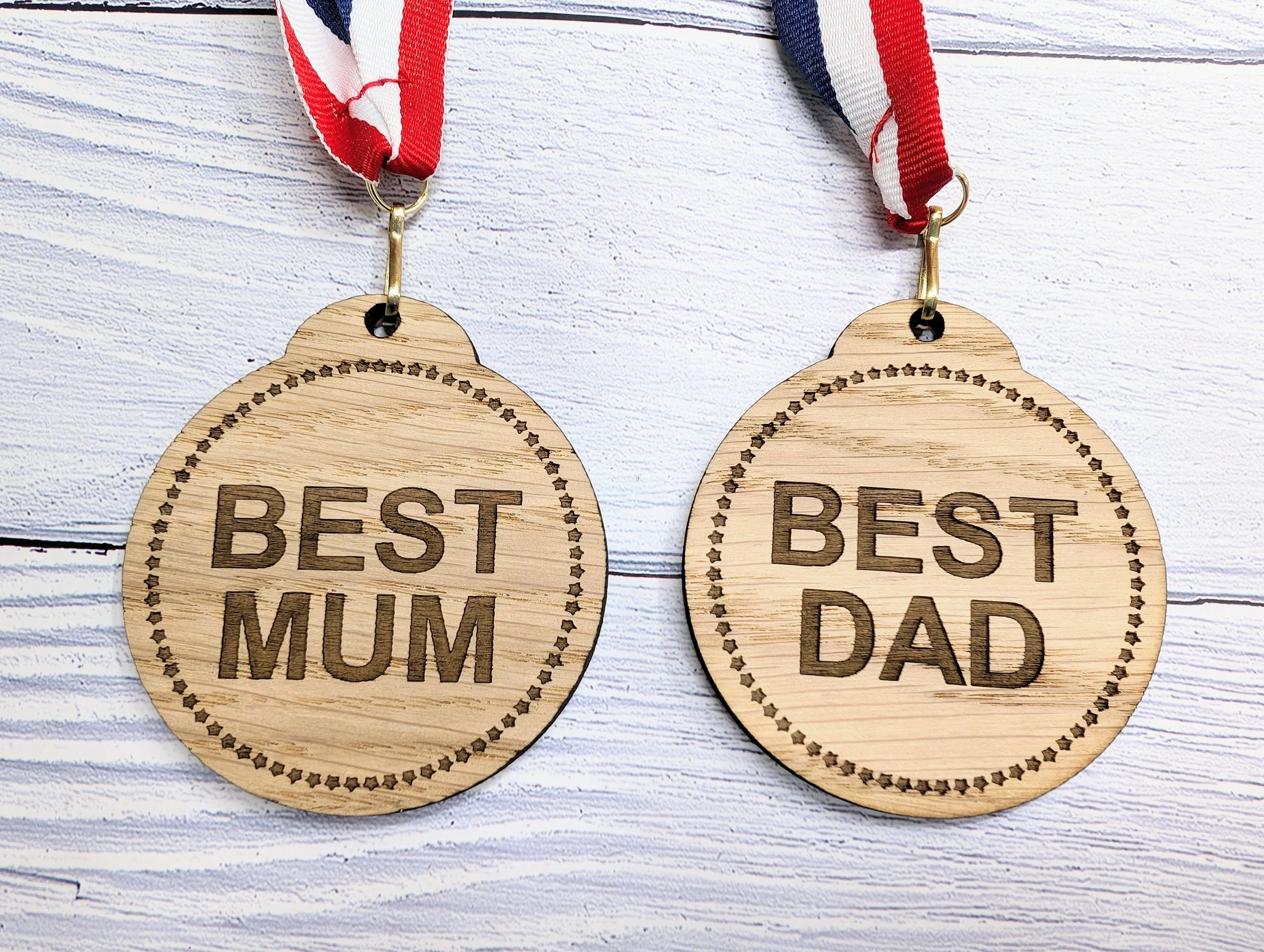 Best Mum & Best Dad Medals - Personalised Oak Veneer Awards, Perfect Family Gift - Crafted in Wales - Image 5