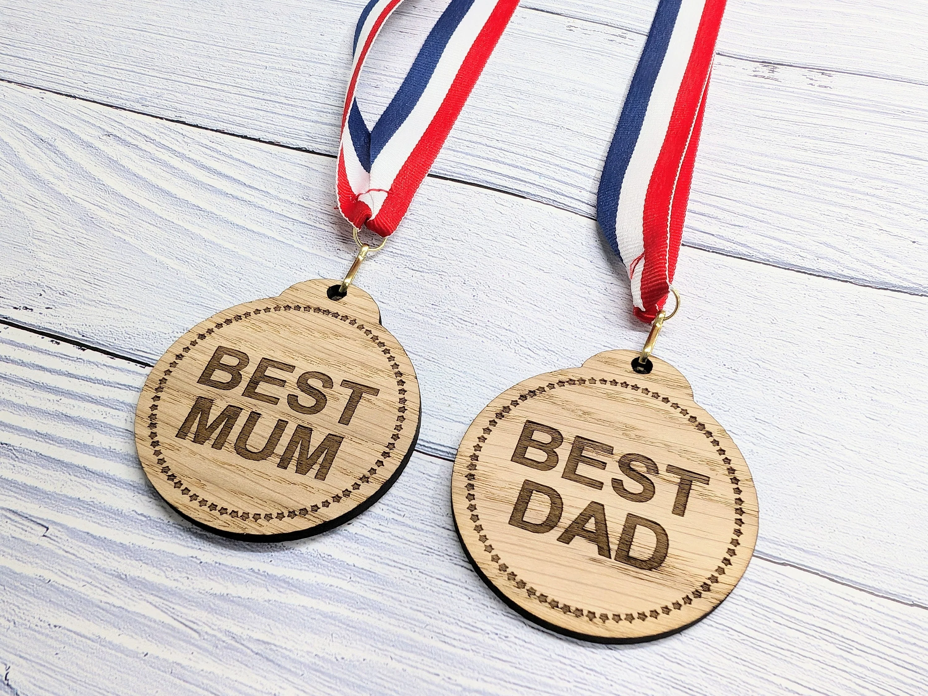 Best Mum & Best Dad Medals - Personalised Oak Veneer Awards, Perfect Family Gift - Crafted in Wales - Image 7