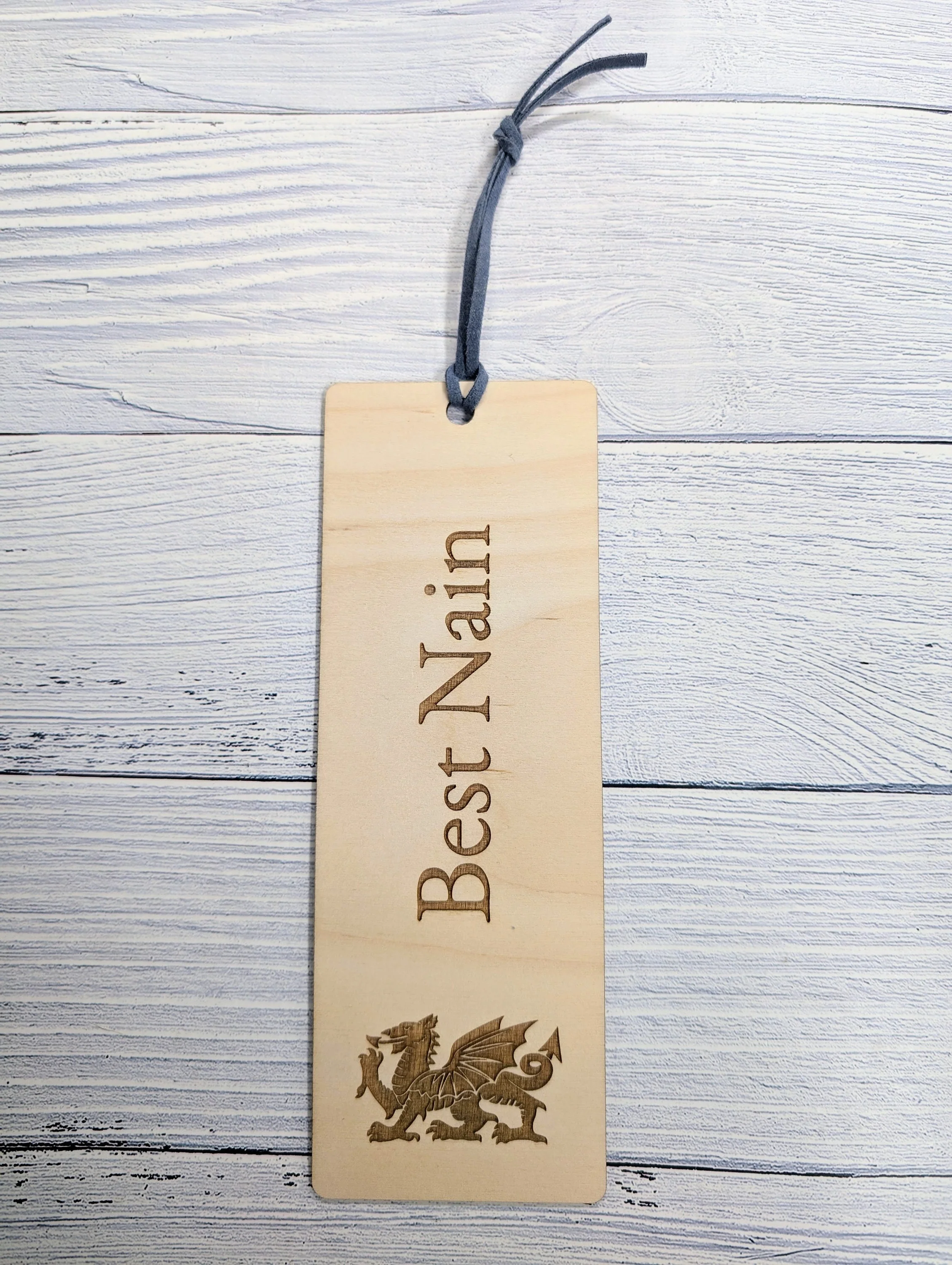 Best Nain - Welsh Dragon Engraved Wooden Bookmark - Image 5