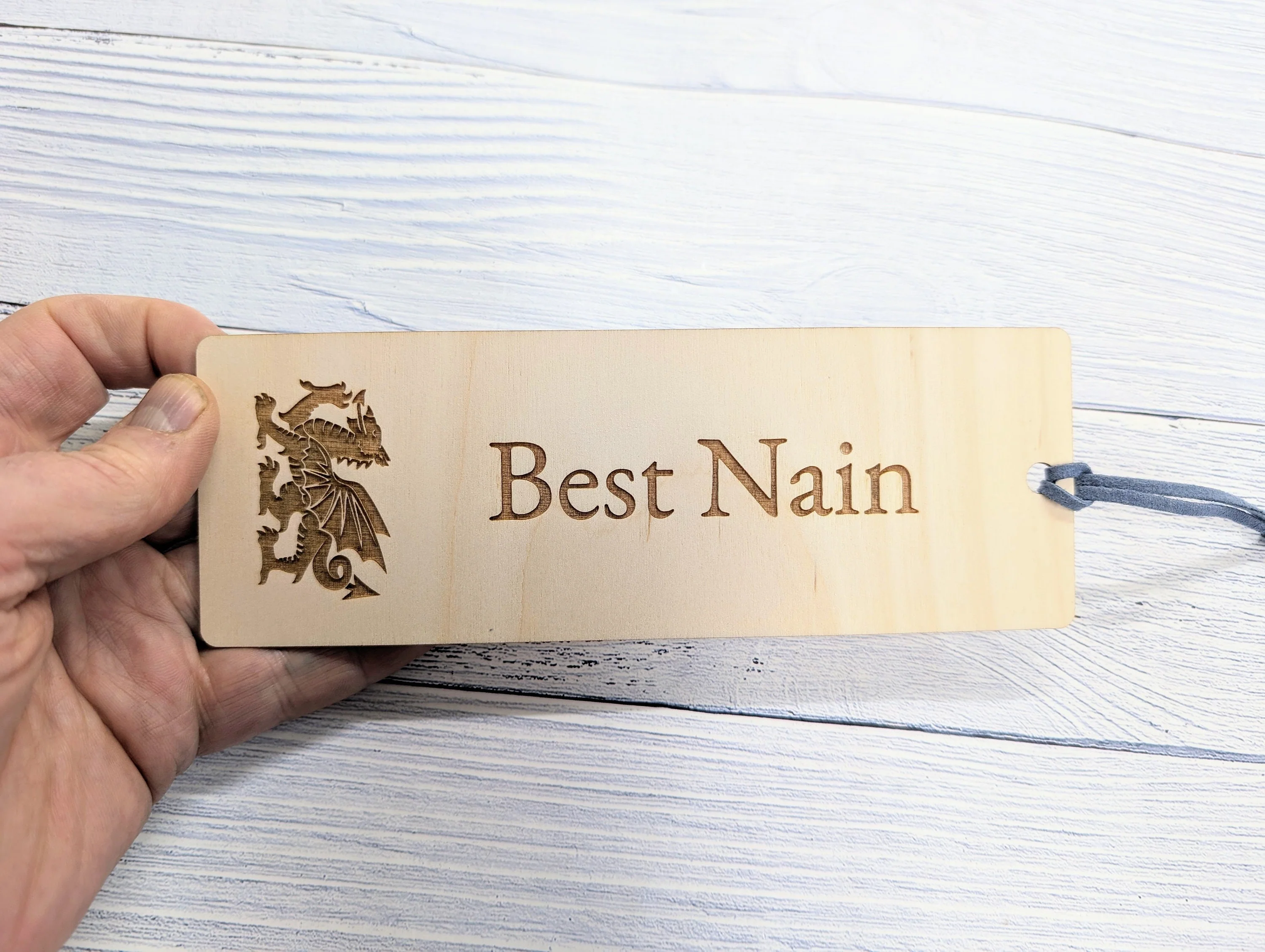 Best Nain - Welsh Dragon Engraved Wooden Bookmark - Image 9