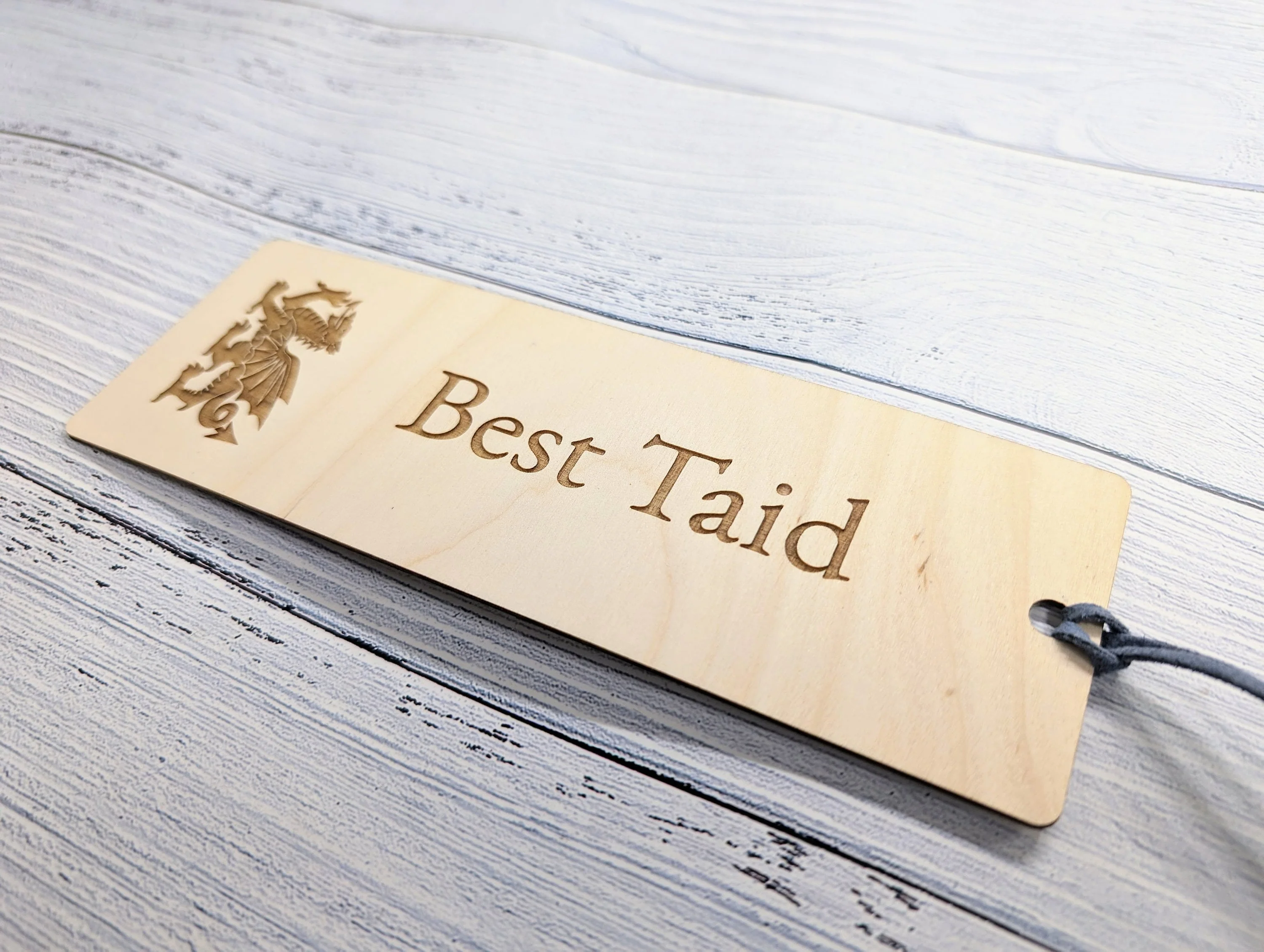 Best Taid - Welsh Dragon Engraved Wooden Bookmark - Image 7