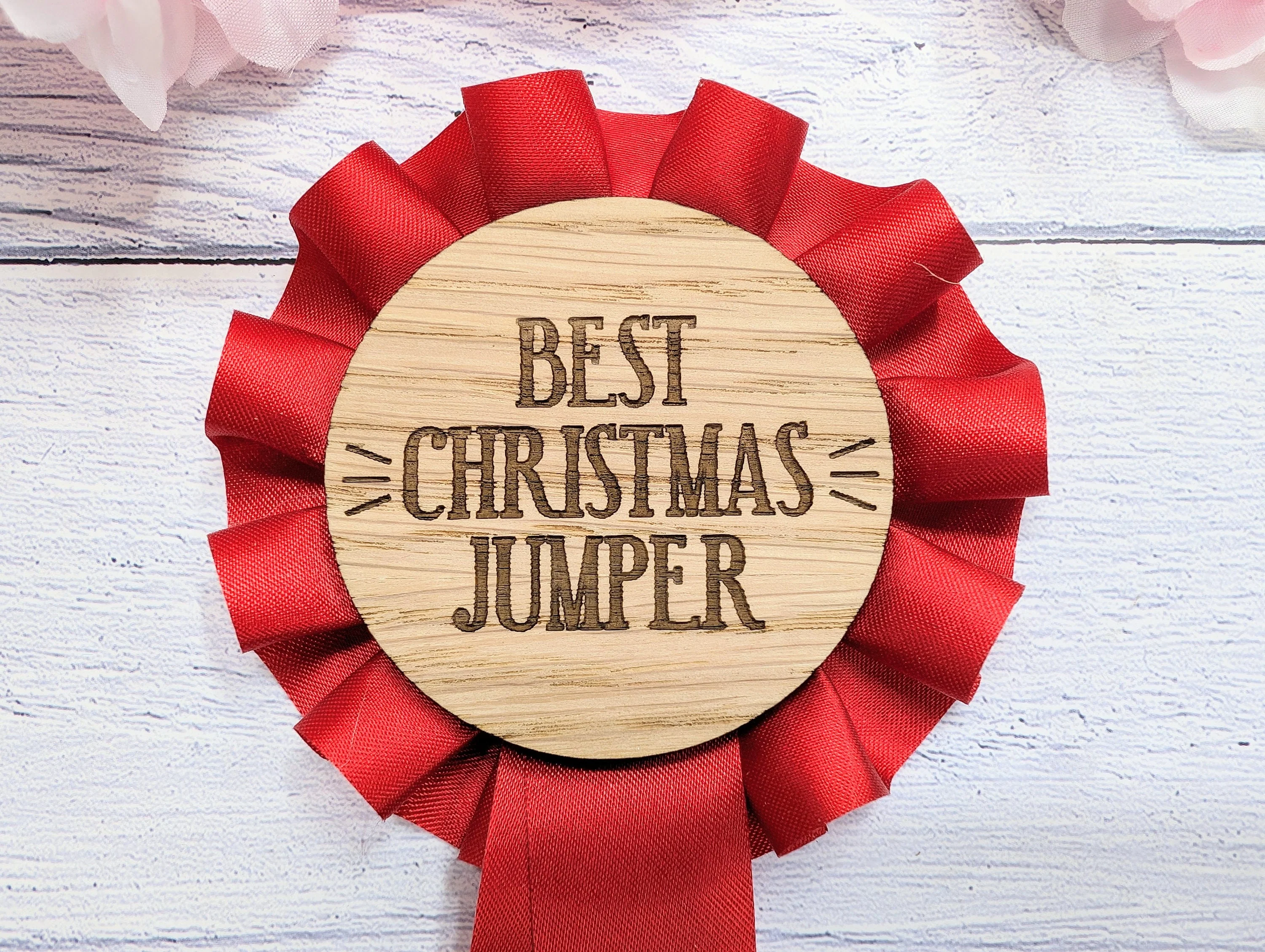 Best & Worst Christmas Jumper Wooden Rosettes - Custom Award Ribbons, Set Option - Image 5