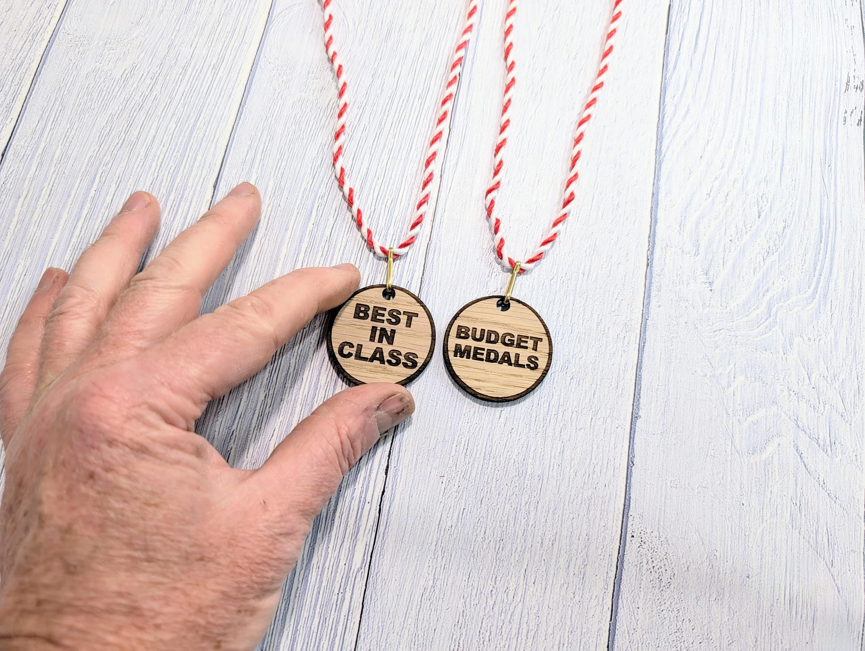 Budget Oak MDF Medals 40mm with String Lanyard | Affordable Awards for Events & Competitions | Eco-Friendly - Image 4