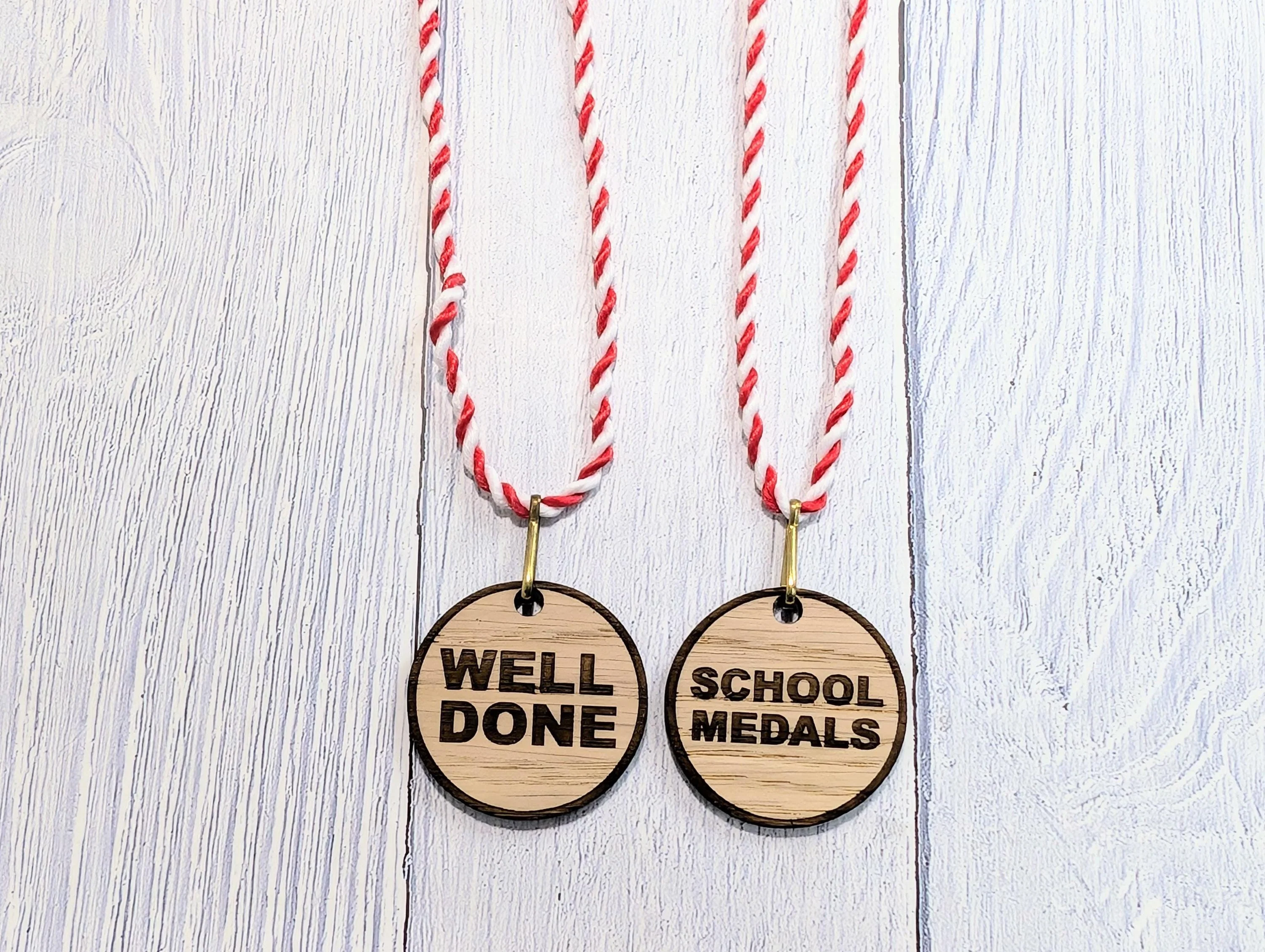 Budget Oak MDF School Medals 40mm with Lanyard | Affordable Award Solution for Students | Eco-Friendly - Image 2