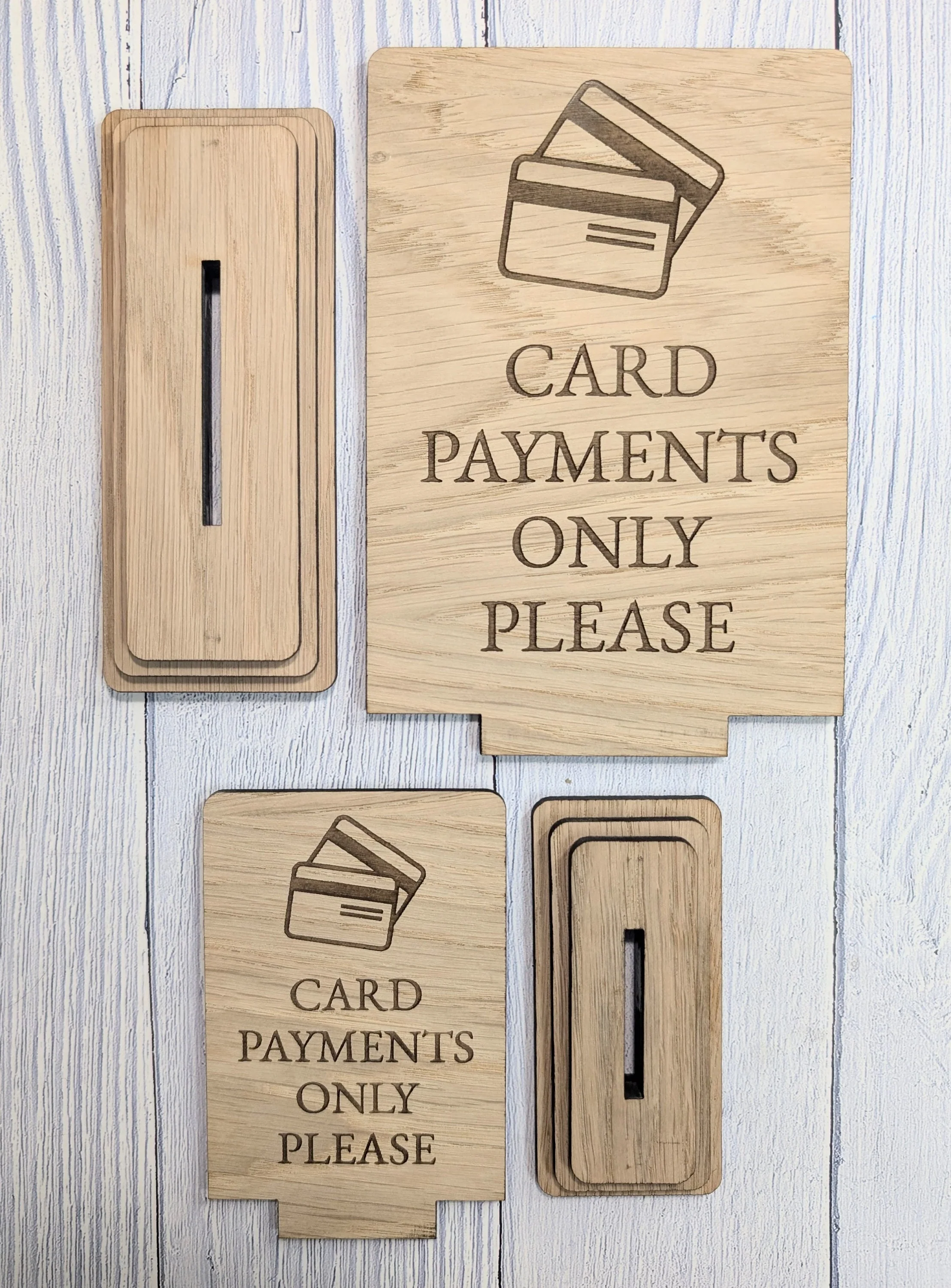 Card Payments Only Please - Wooden Freestanding Table Sign - Perfect for Shops, Cafés, Markets – Available in Two Sizes" Removable Base - Image 4