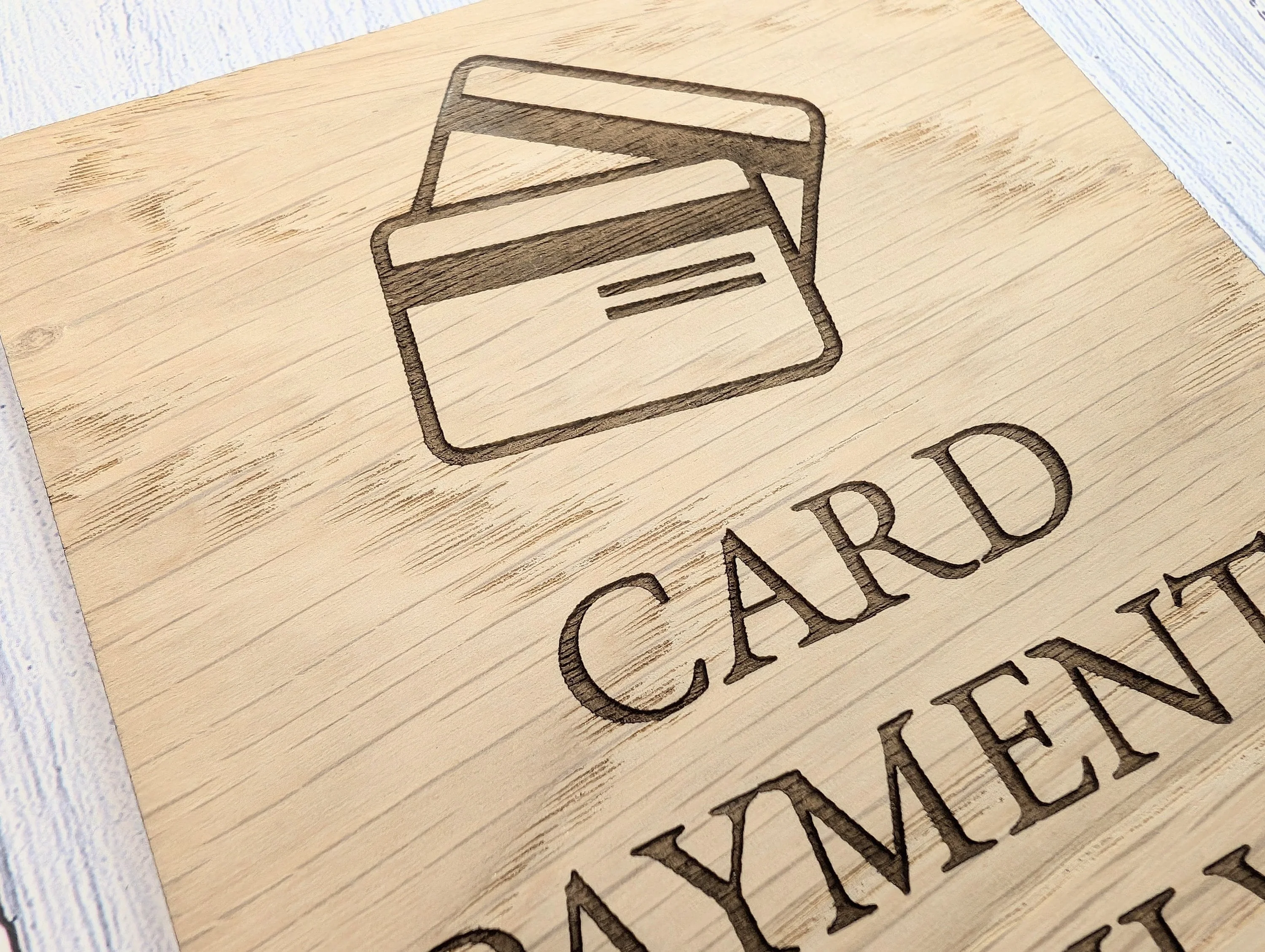 Card Payments Only Please - Wooden Freestanding Table Sign - Perfect for Shops, Cafés, Markets – Available in Two Sizes" Removable Base - Image 7