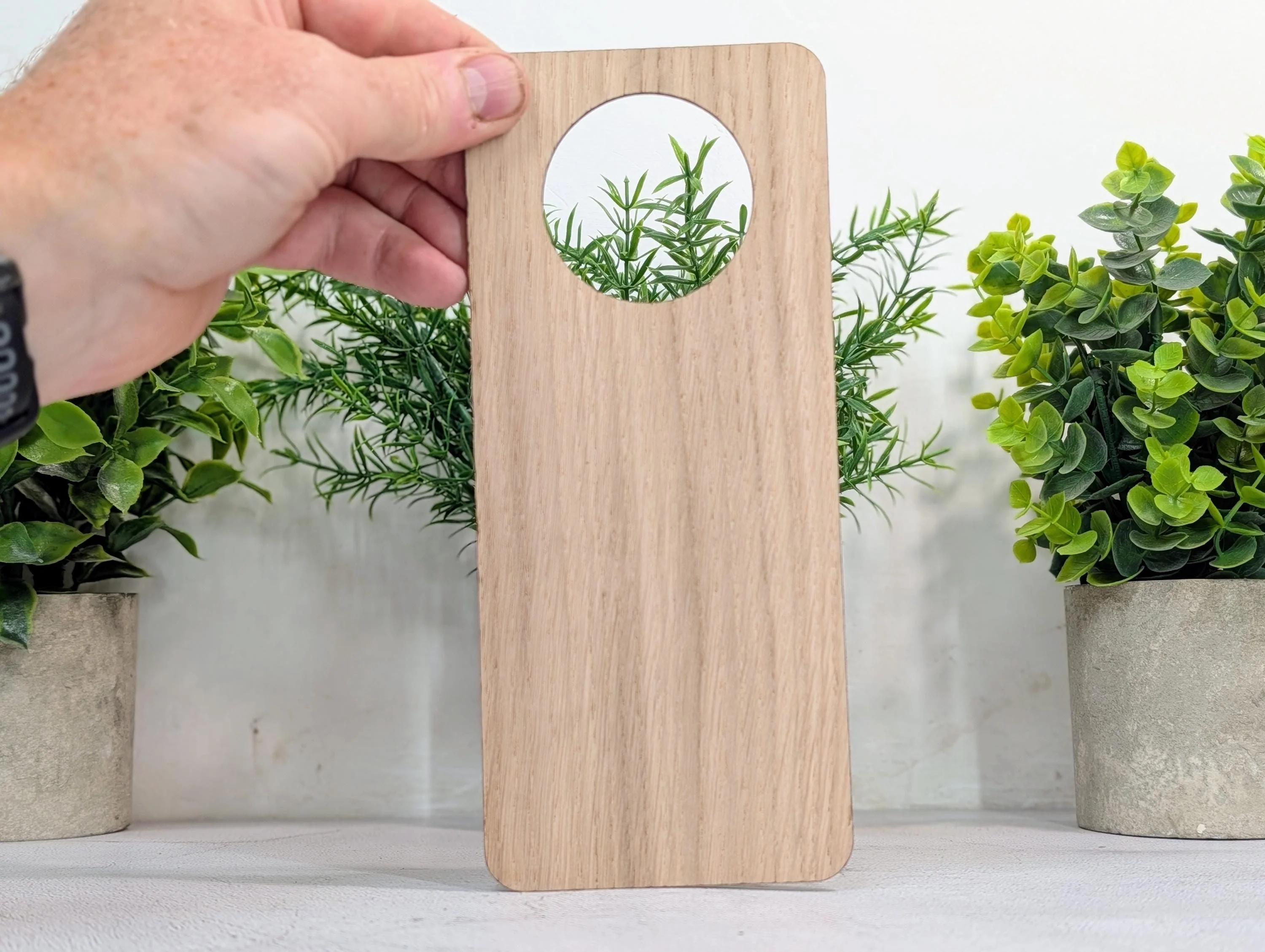 Caution Biohazard Door Hanger – Tall Oak Veneered Safety Sign, Wooden Single Sided, Handmade in Wales, Eco Packaging - Image 3