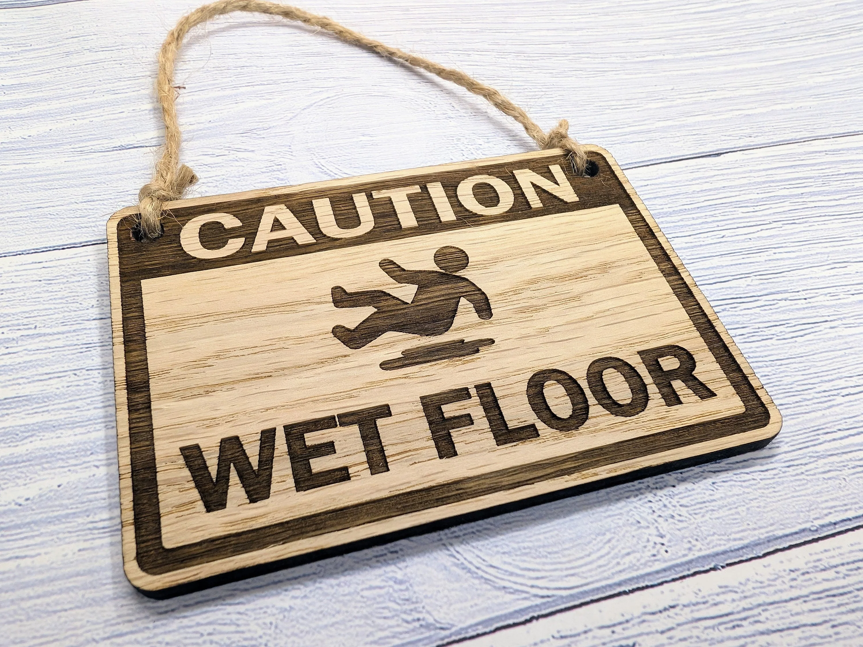 Caution Wet Floor Wooden Sign - 4 Sizes - Image 4