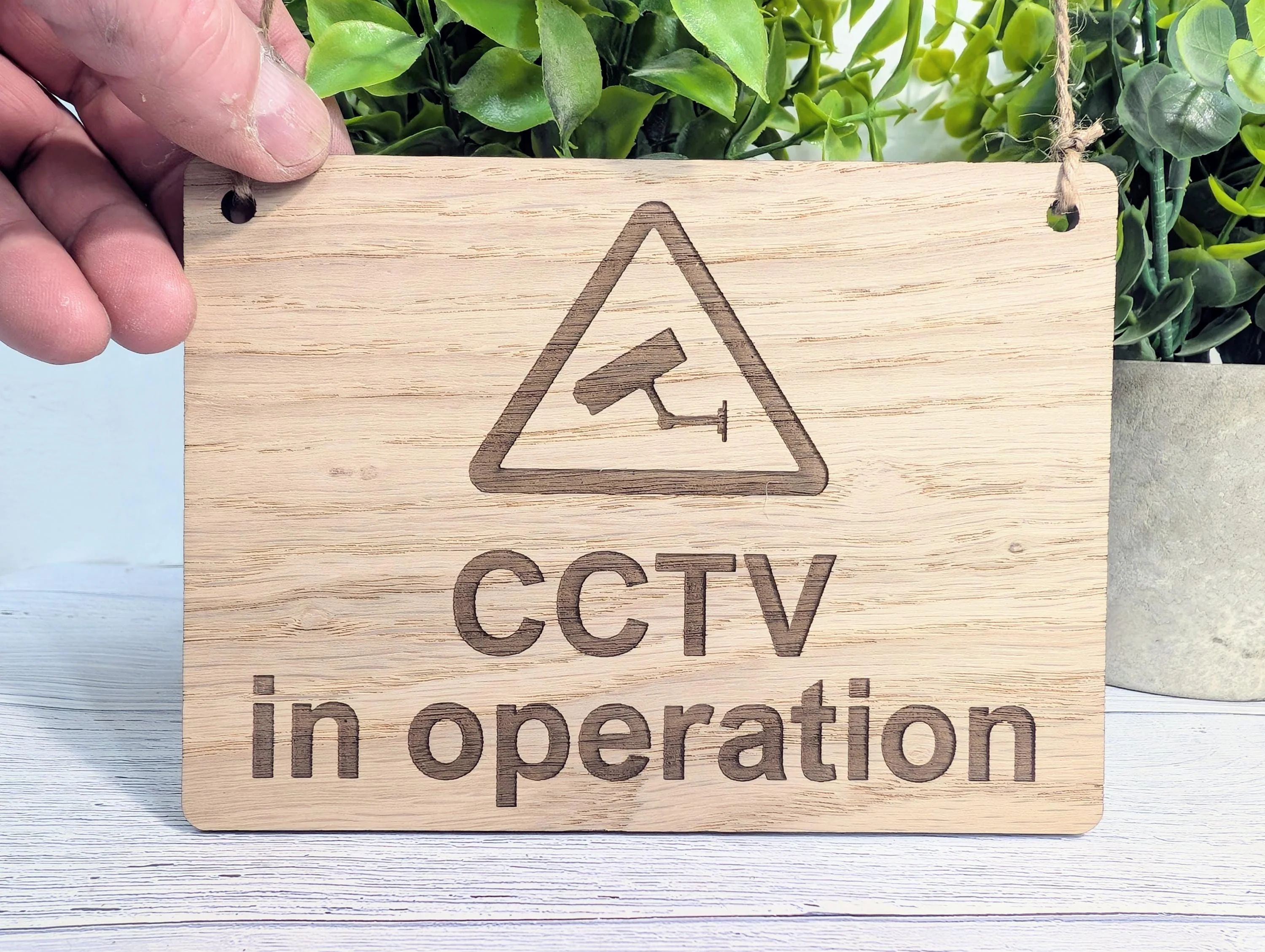 CCTV in Operation Sign – Oak Veneer Wooden Security Sign for Home or Business – Engraved Door Sign – 4 Sizes – Made in Wales