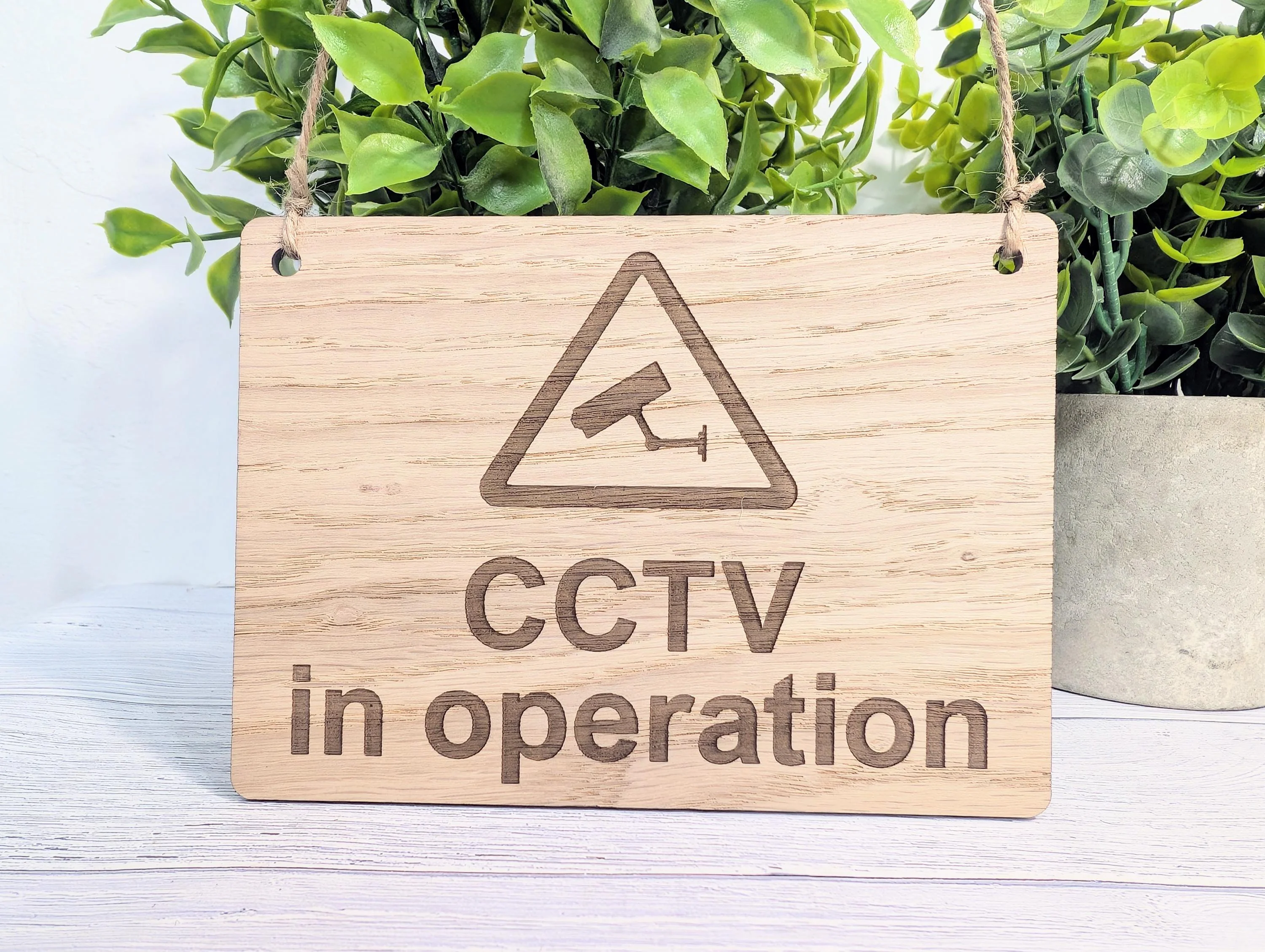 CCTV in Operation Sign – Oak Veneer Wooden Security Sign for Home or Business – Engraved Door Sign – 4 Sizes – Made in Wales - Image 2