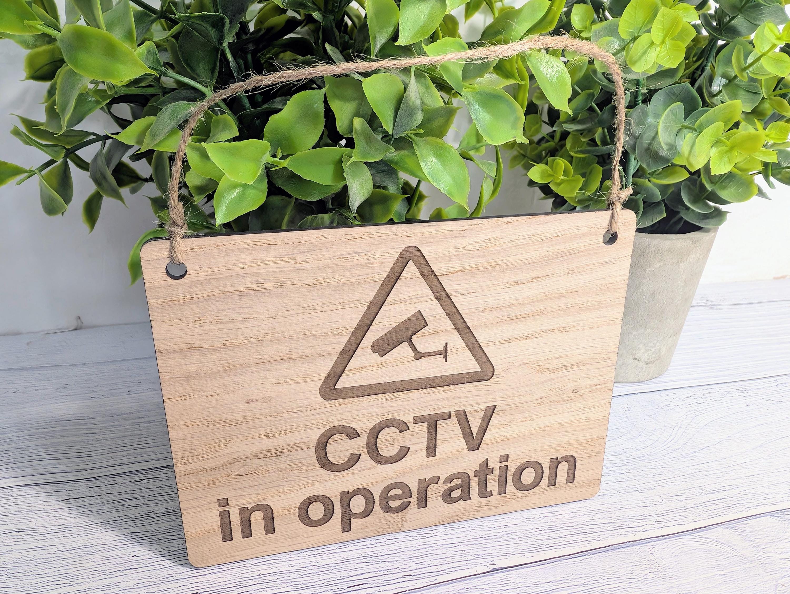 CCTV in Operation Sign – Oak Veneer Wooden Security Sign for Home or Business – Engraved Door Sign – 4 Sizes – Made in Wales - Image 3