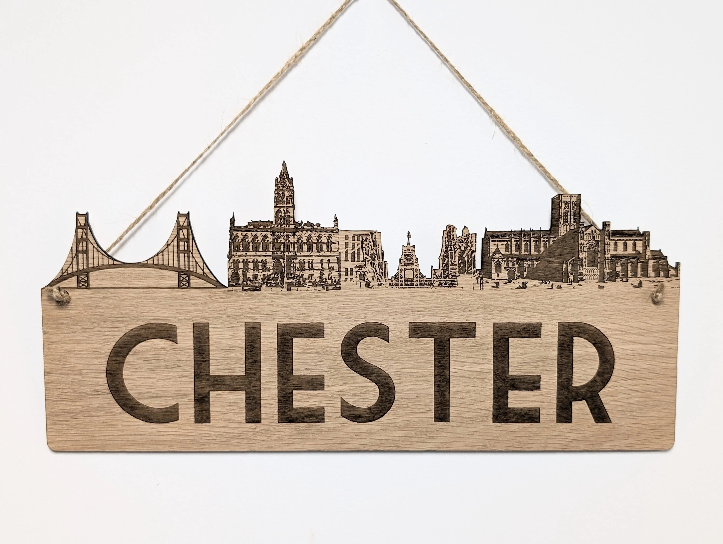 Chester City Wooden Sign – Iconic Landmarks Design