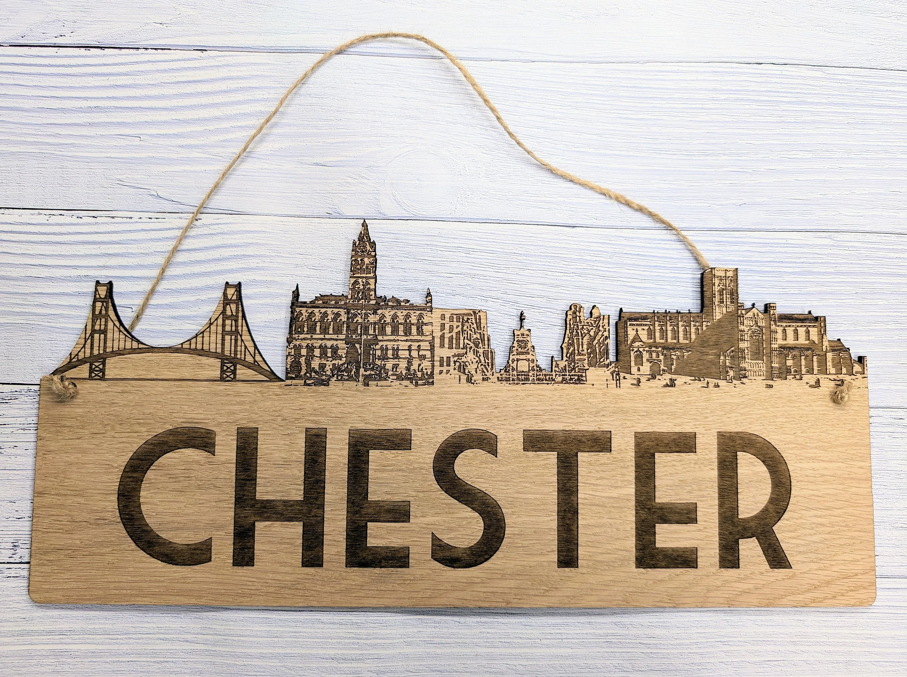 Chester City Wooden Sign – Iconic Landmarks Design - Image 6
