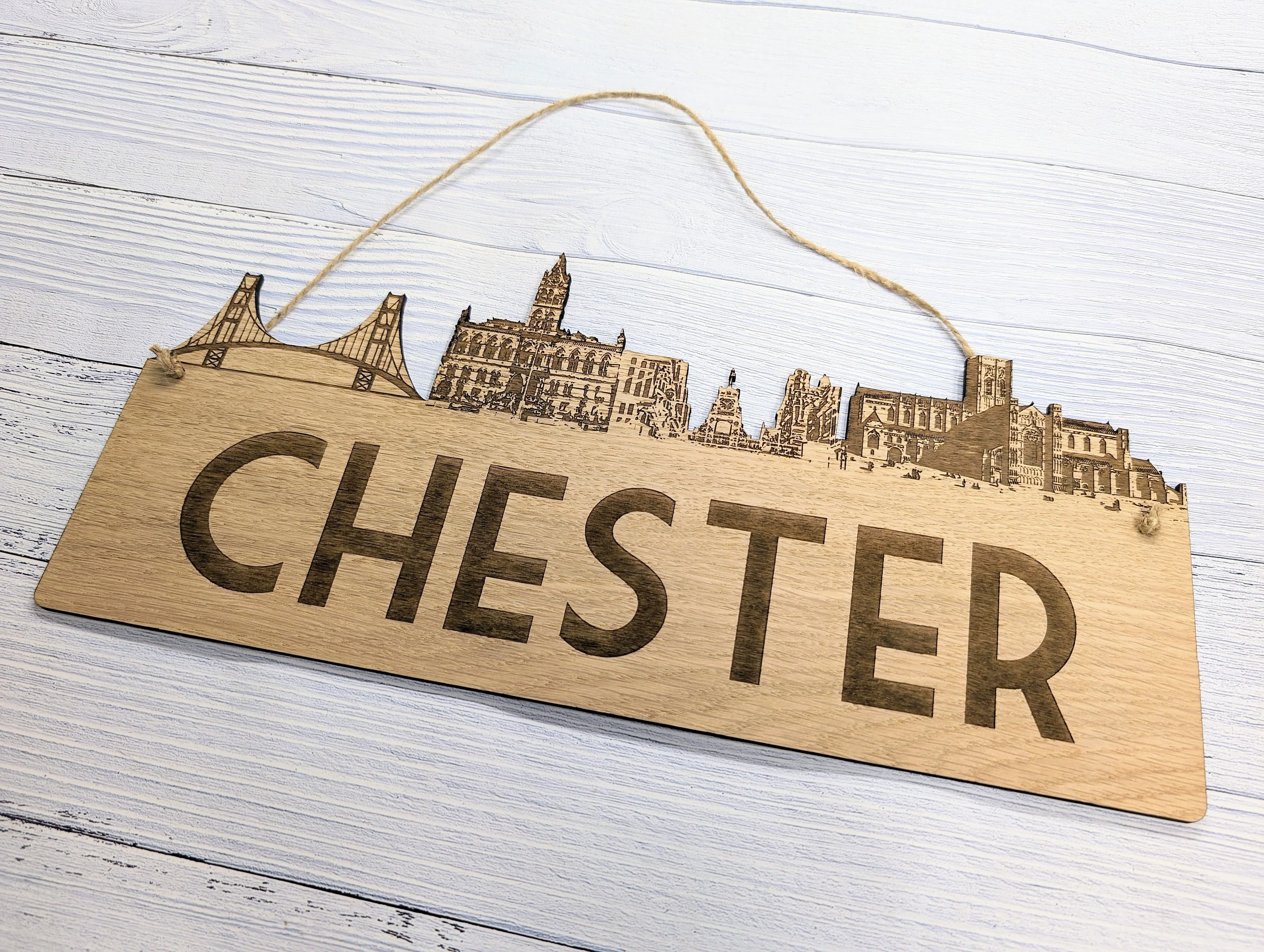 Chester City Wooden Sign – Iconic Landmarks Design - Image 8