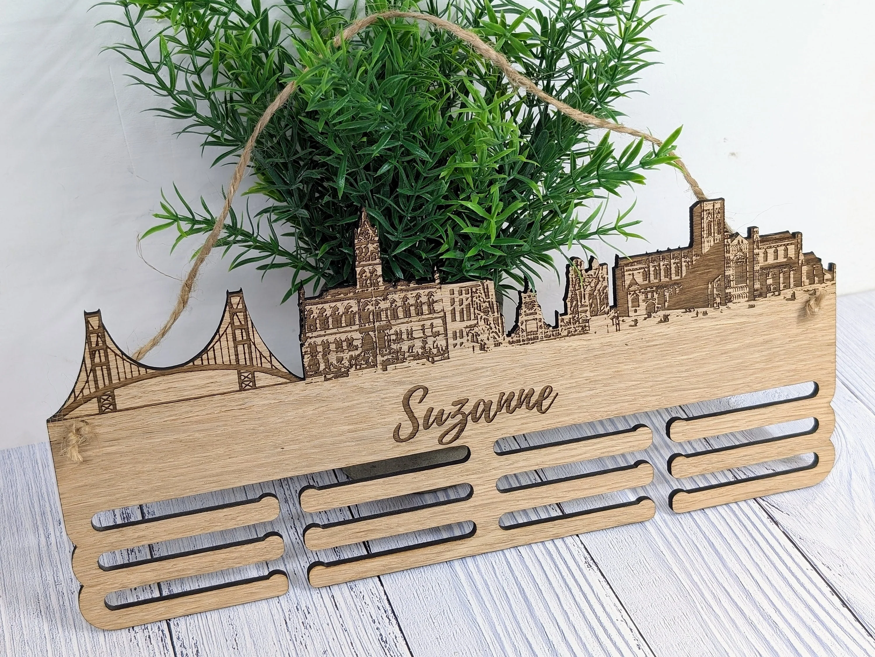 Chester Skyline Wooden Medal Hanger – Personalise with Your Name | Eco-Friendly Wood | Celebrating Chester’s Landmarks, Marathon, Ultra - Image 7