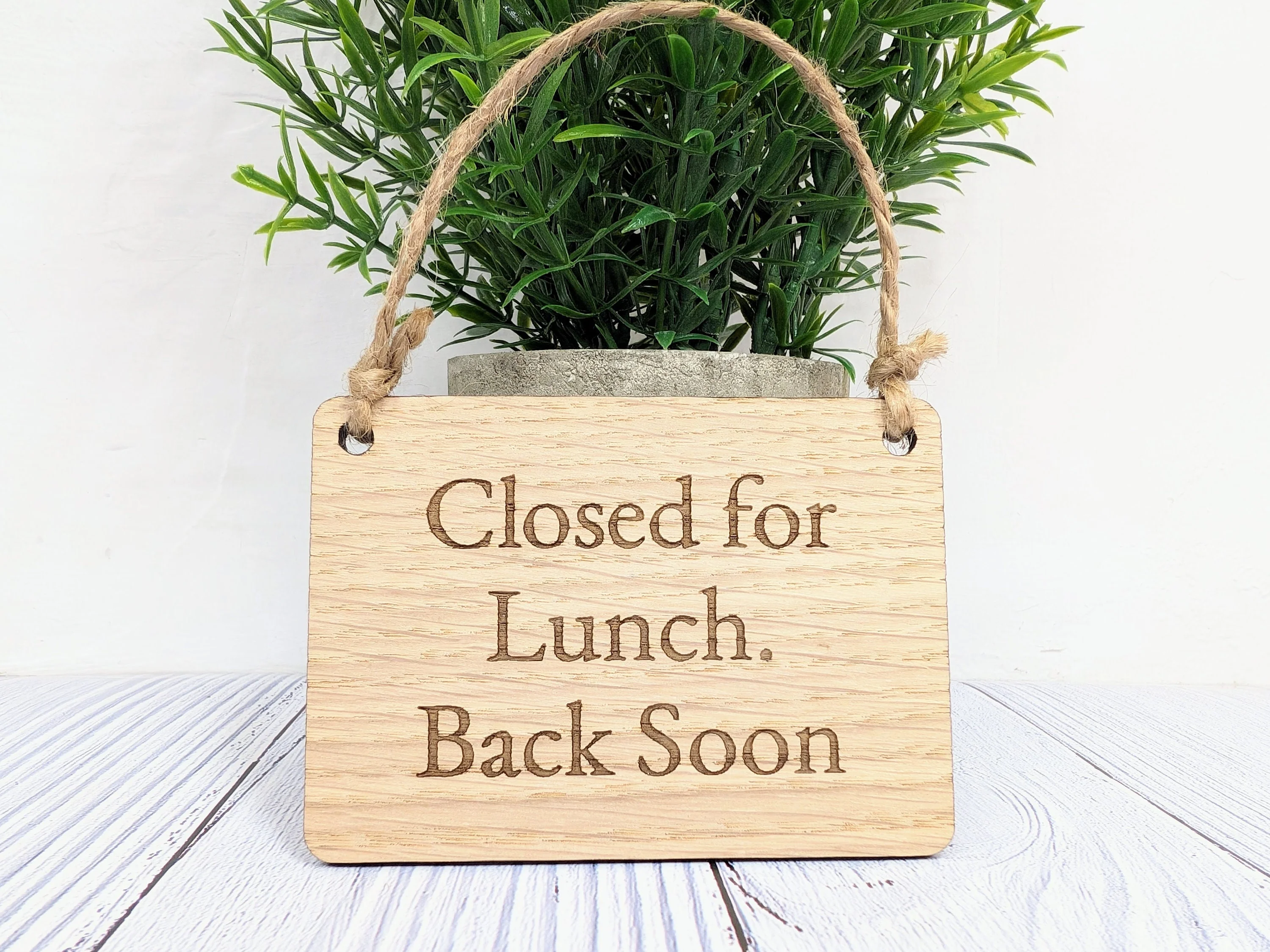 Closed for Lunch. Back Soon - Personalised Wooden Sign - Oak Veneer Business Sign - Image 2