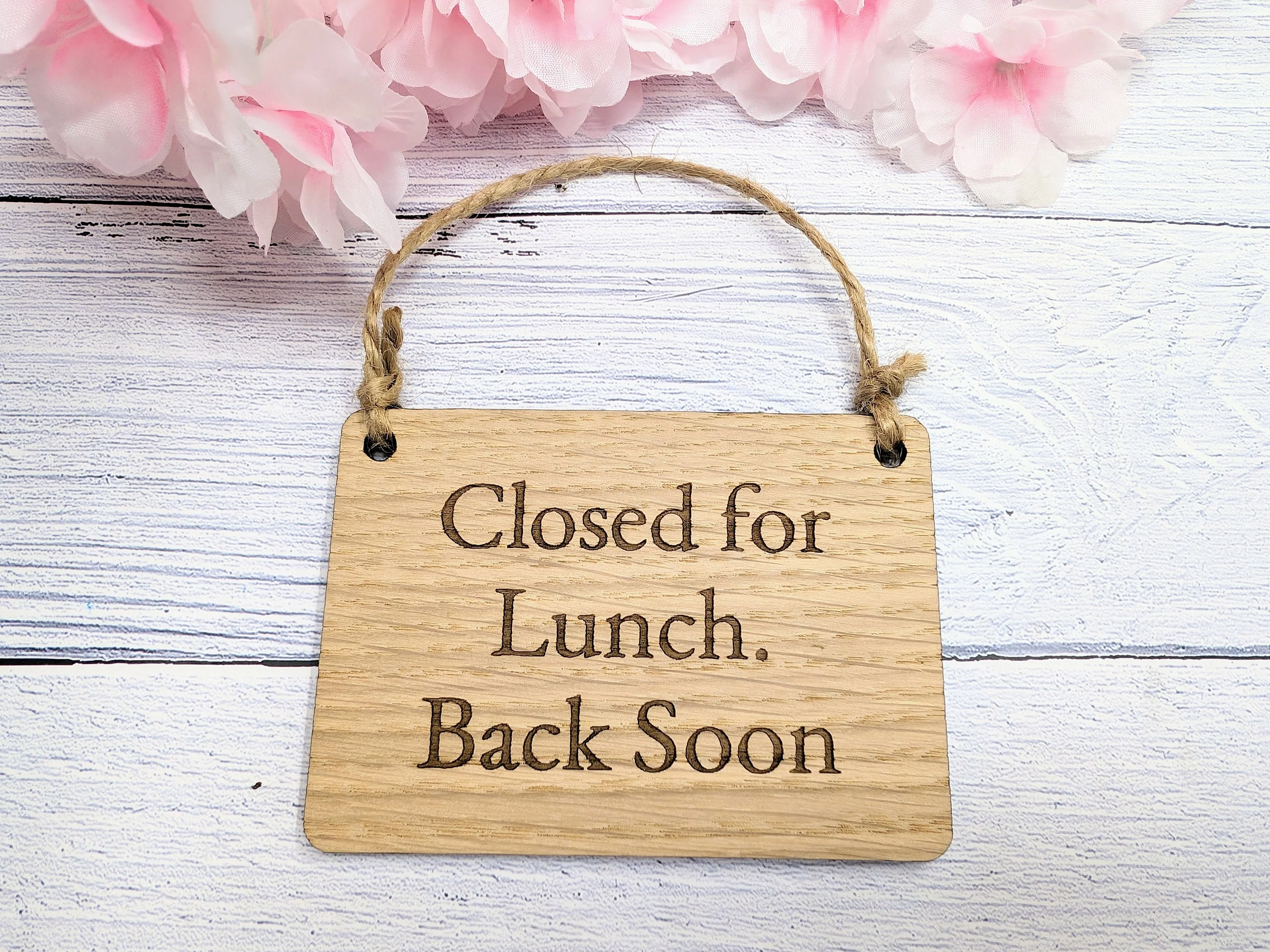 Closed for Lunch. Back Soon - Personalised Wooden Sign - Oak Veneer Business Sign - Image 3