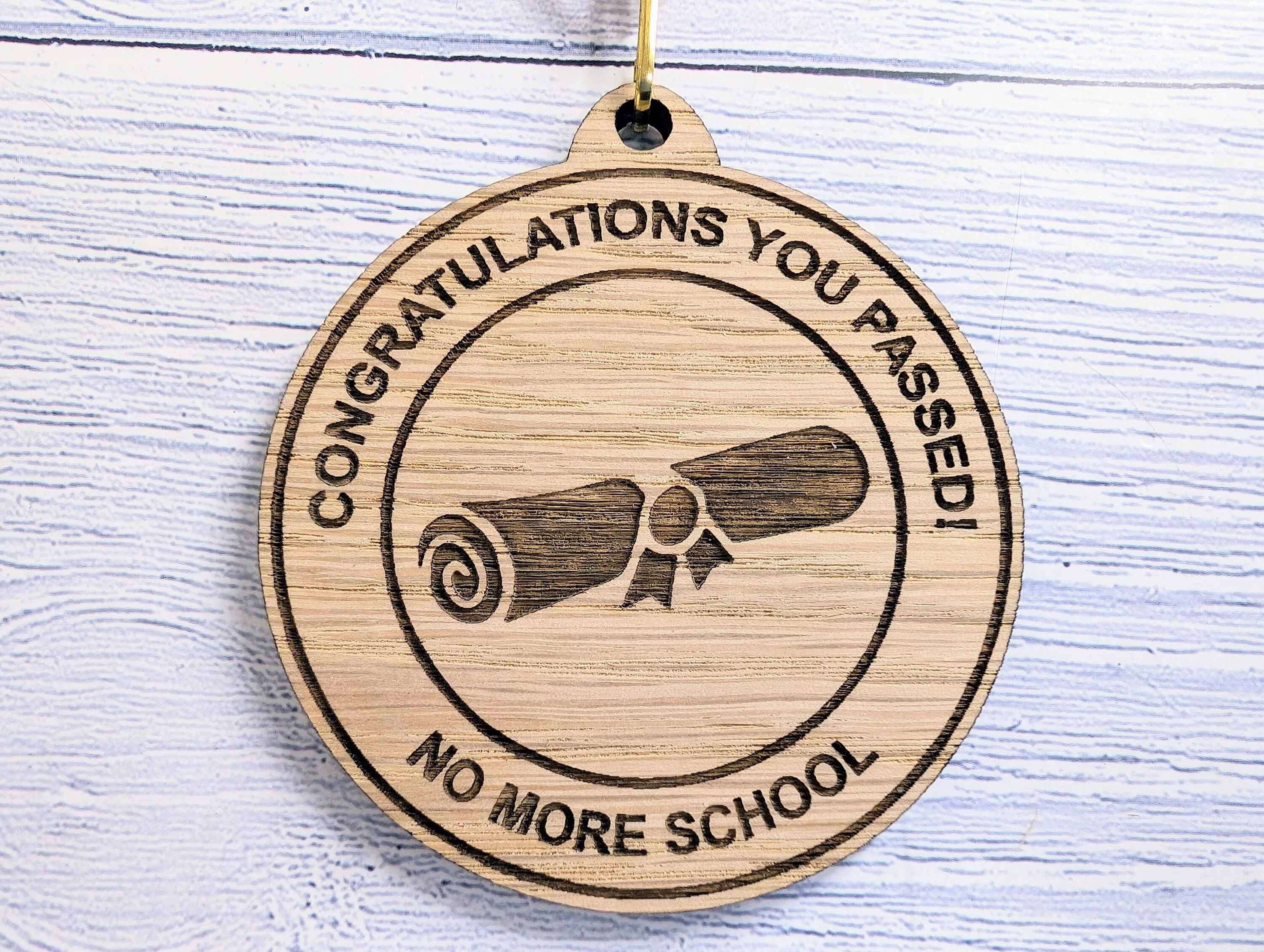 Congratulations You Passed - No More School Wooden Medal | Fun Graduation Gift | Eco-Friendly | Personalised Keepsake for Students - Image 2